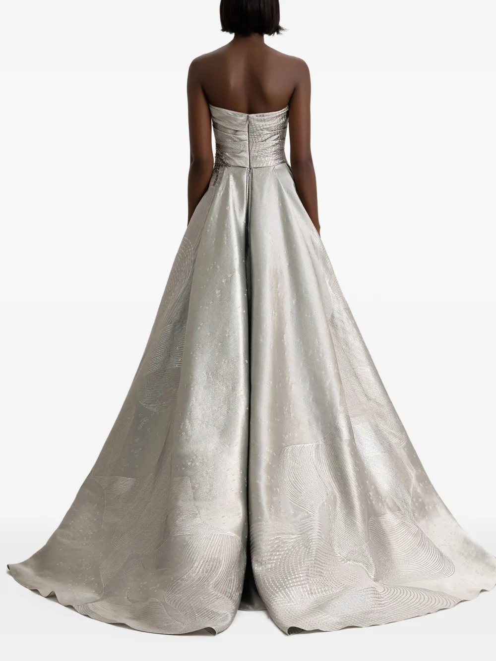 Gemy Maalouf Strapless avondjurk met kralen Grijs