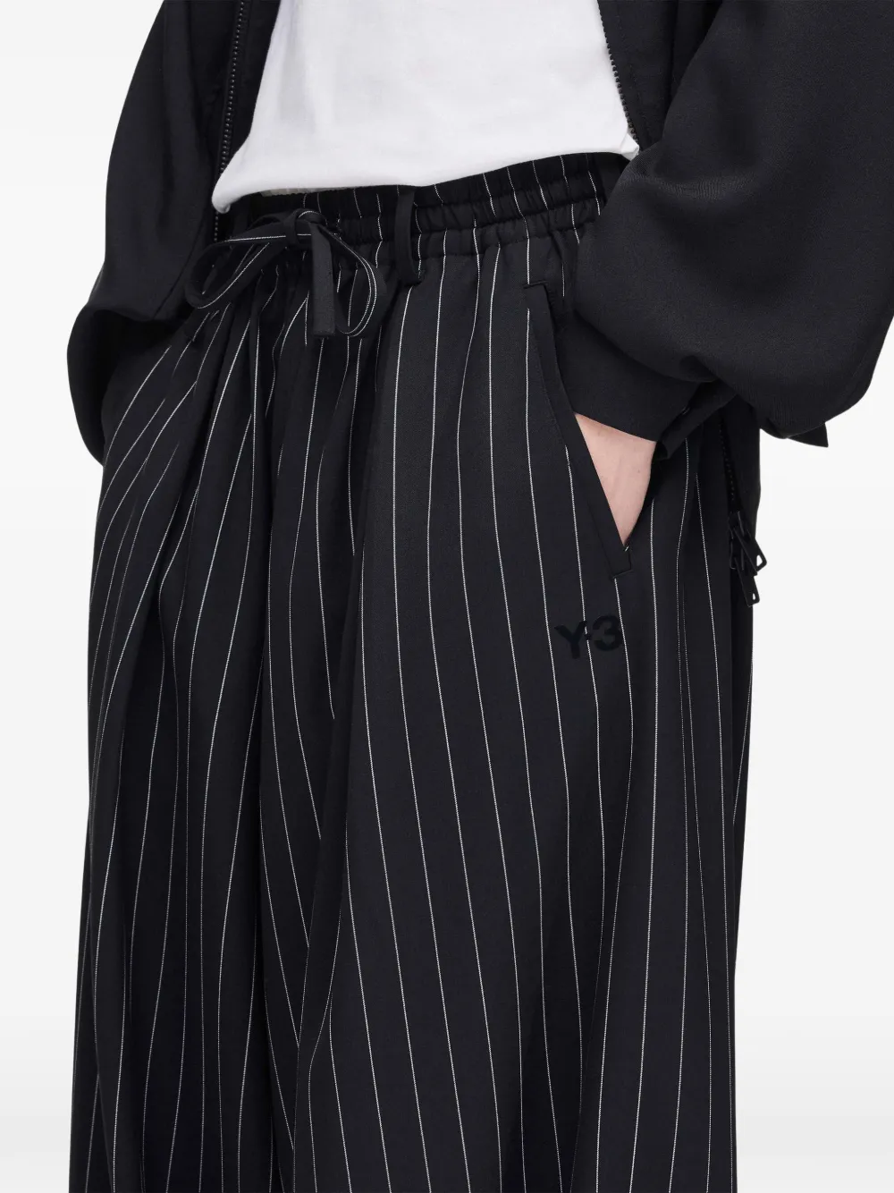  Y-3 Pinstripe-pattern Trousers - Black 