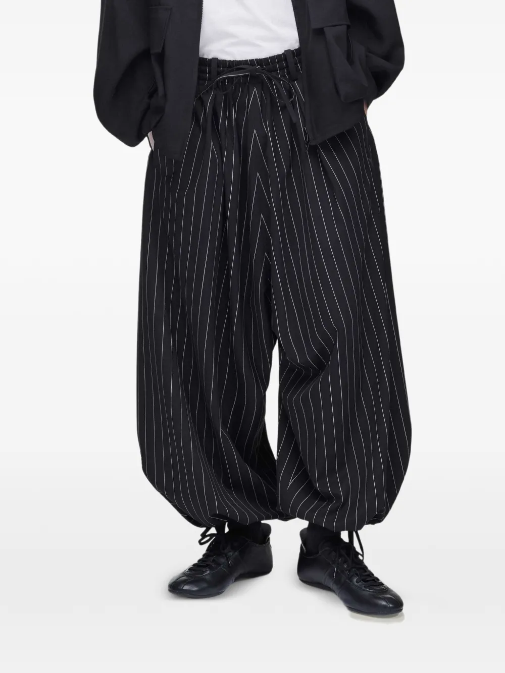  Y-3 Pinstripe-pattern Trousers - Black 