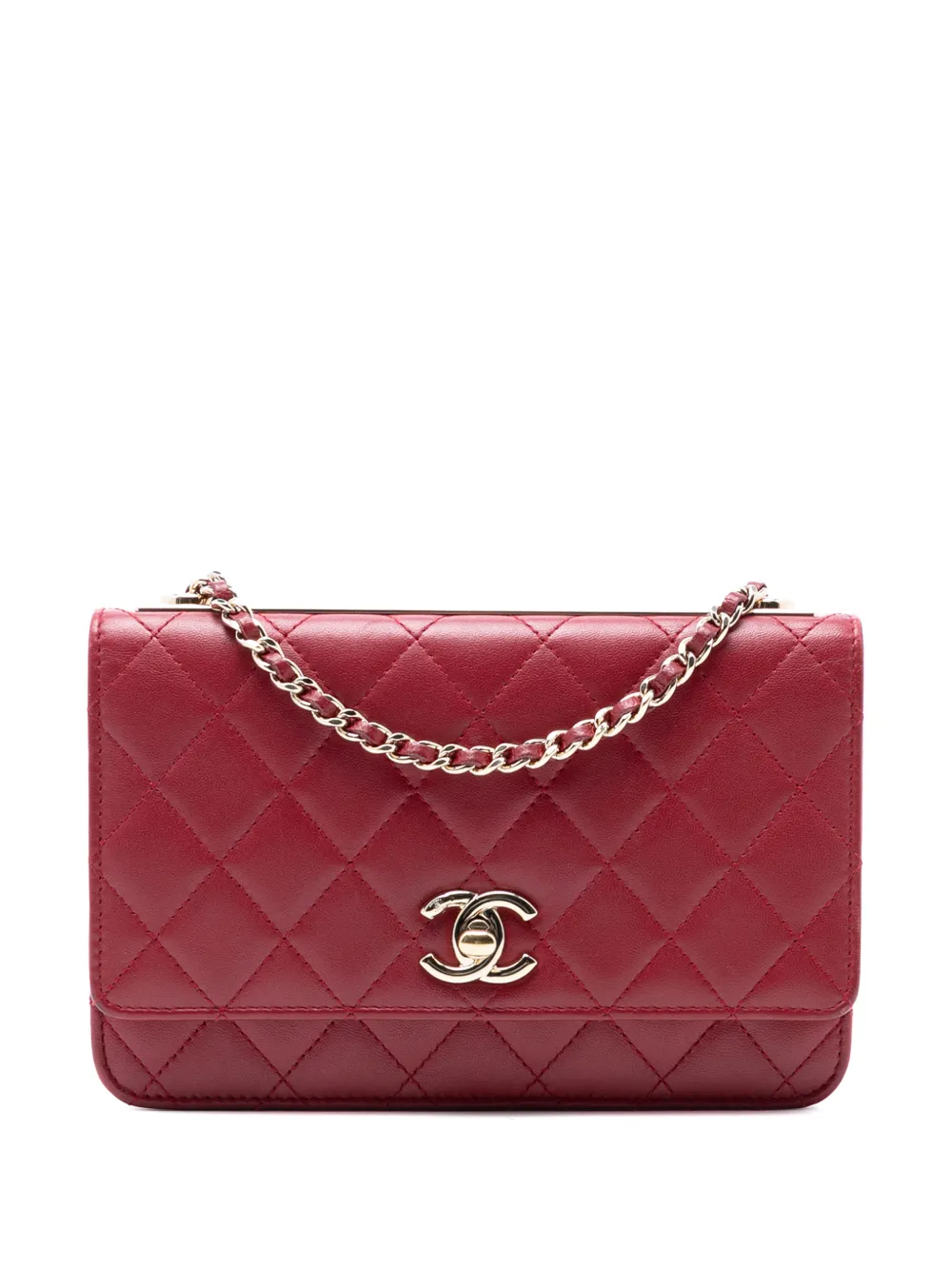 CHANEL Pre-Owned 2017-2018 Lambskin Trendy CC Wallet On Chain crossbody bag - Rosso