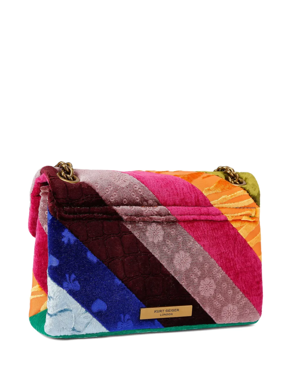  Kurt Geiger London Sac à Bandoulière Kensington à Rayures Et Tête D'aigle En Cristaux Format Mini - Bleu 