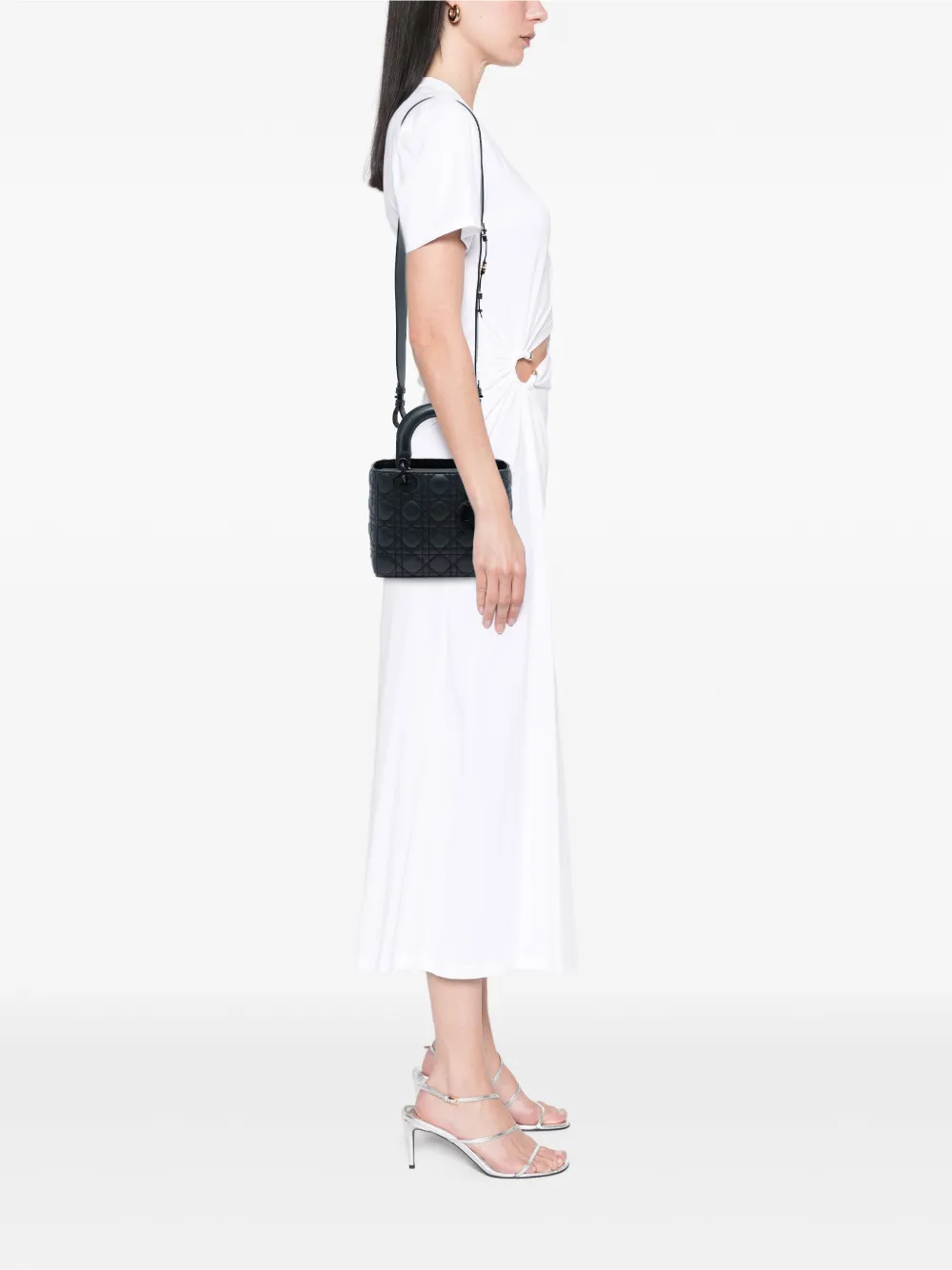  Christian Dior Pre-owned 2020 Small Ultra Matte Calfskin Cannage My Abcdior Lady Dior Satchel - Black 