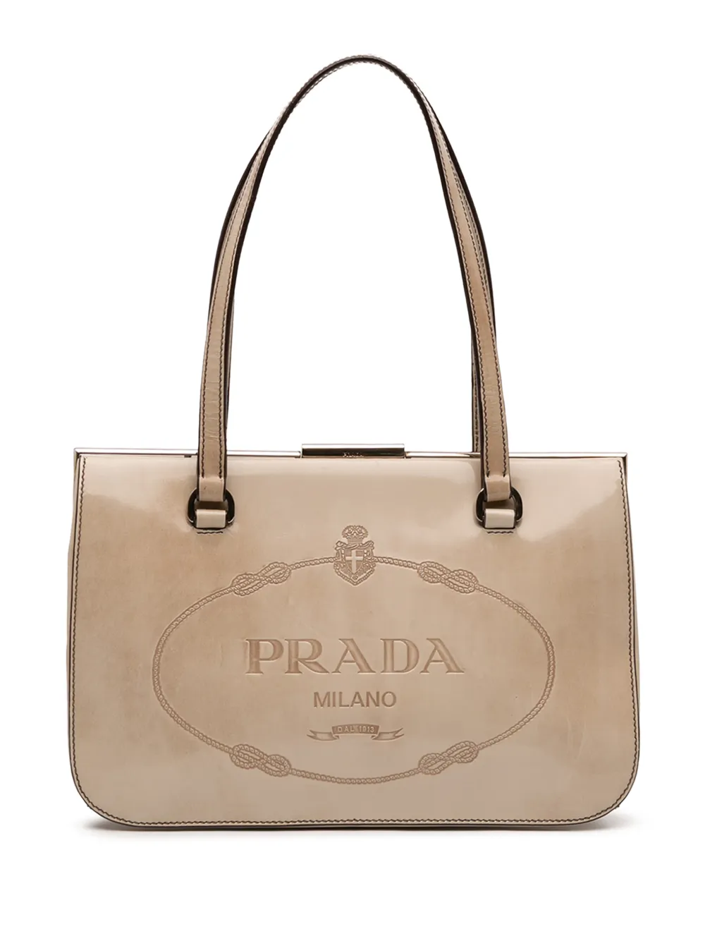 Prada Pre-Owned 2000-2025 Spazzolato Logo Frame shoulder bag - Marrone