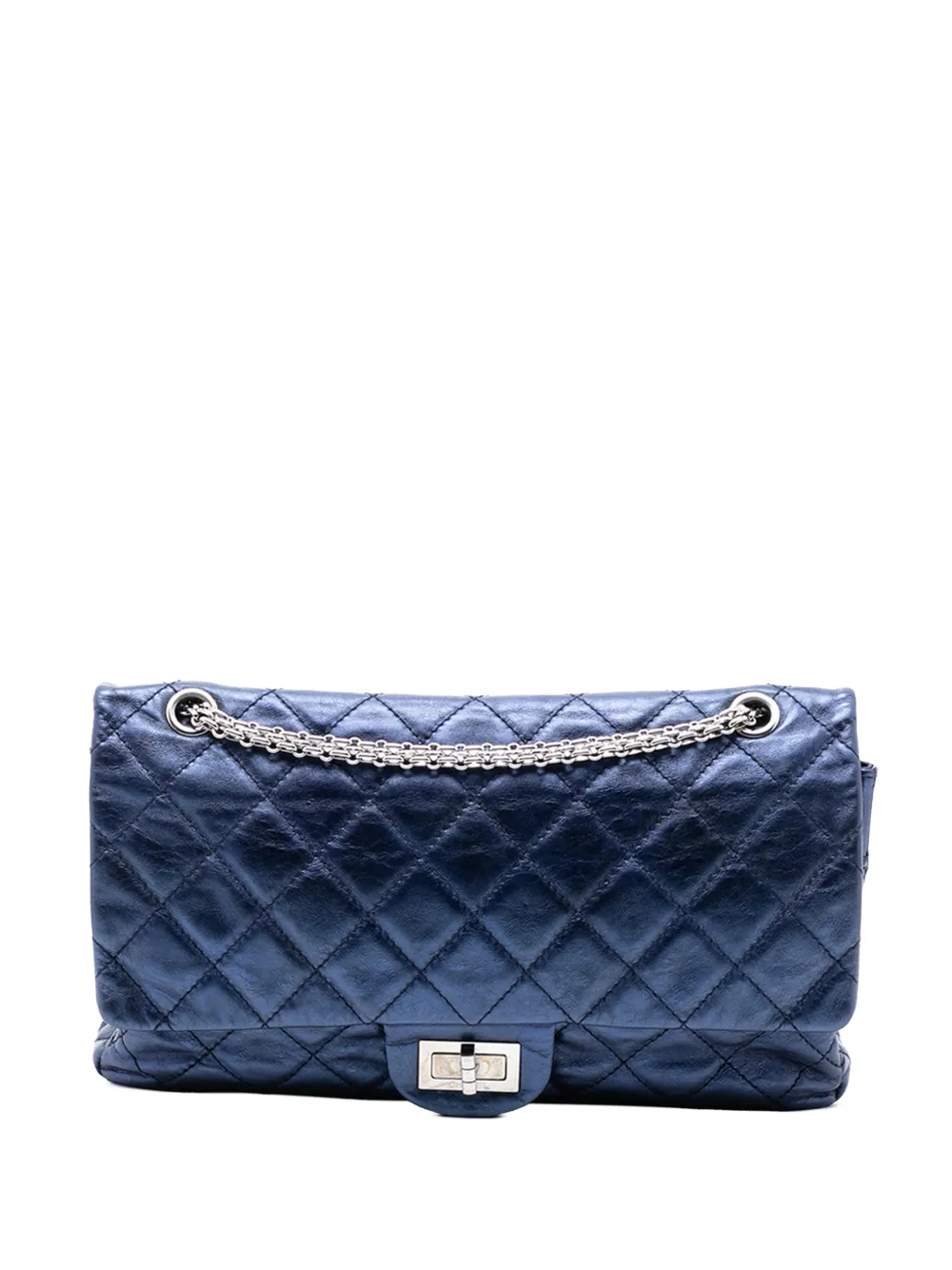 CHANEL Pre-Owned 2008-2009 Metallic Quilted Aged Calfskin Reissue 2.55 Double Flap 227 shoulder bag - Blu