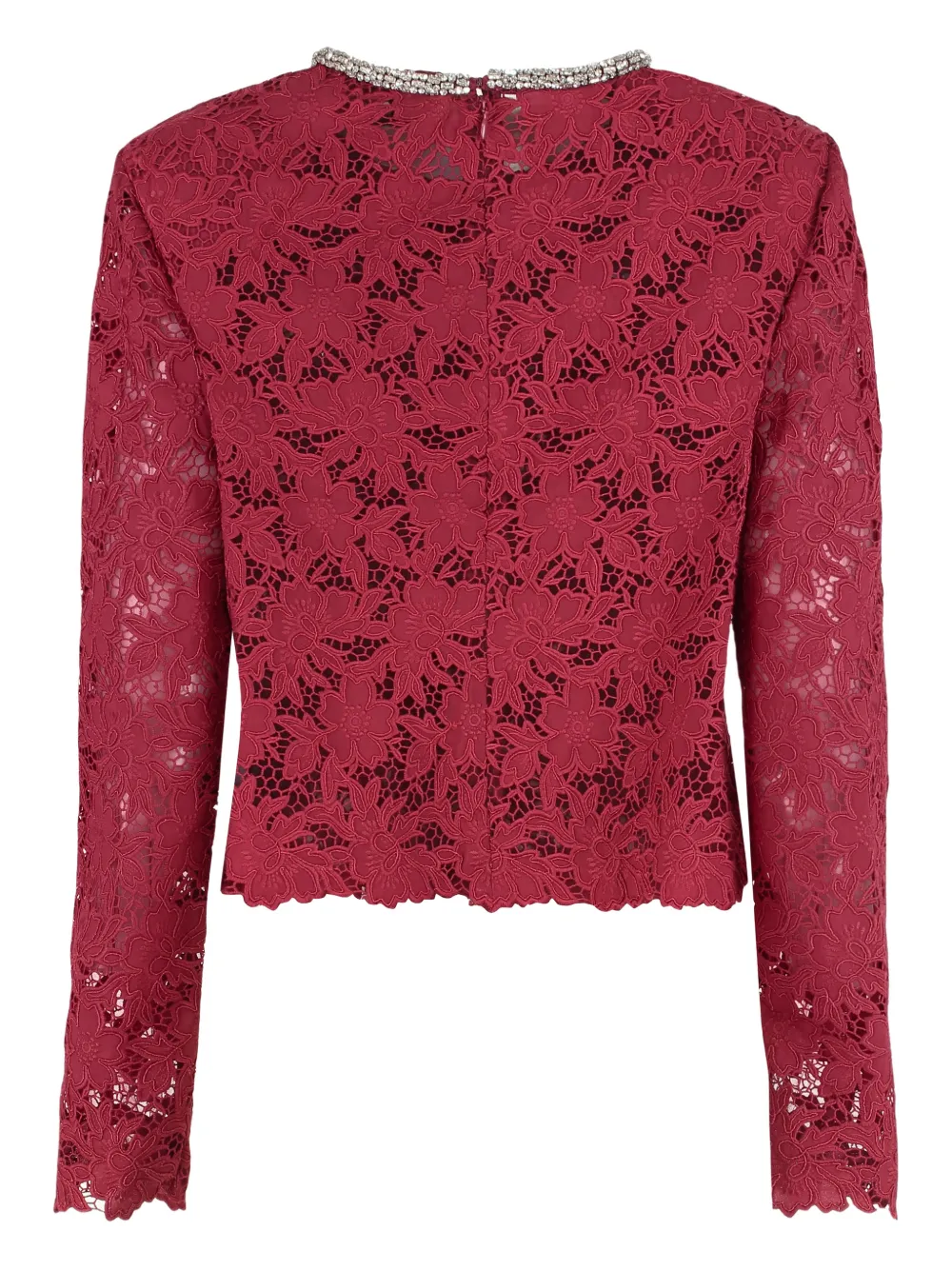 Self-Portrait Kanten top met kristallen detail - Rood
