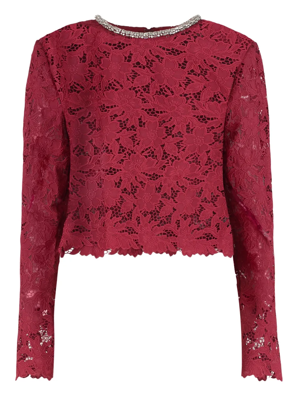 Self-Portrait lace crystal-detail top - Rosso