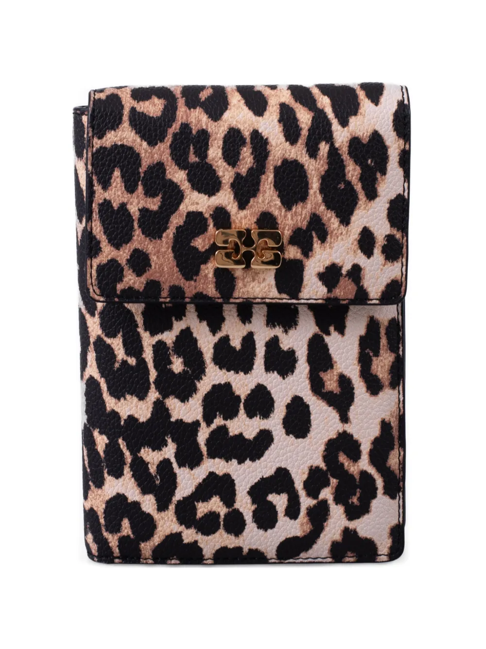 Ganni Leopard-print Flap Wallet In Neutral