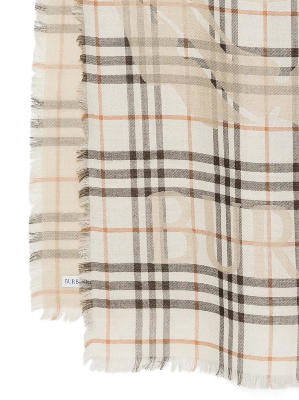  Burberry Checked Fringed Scarf - Neutrals 