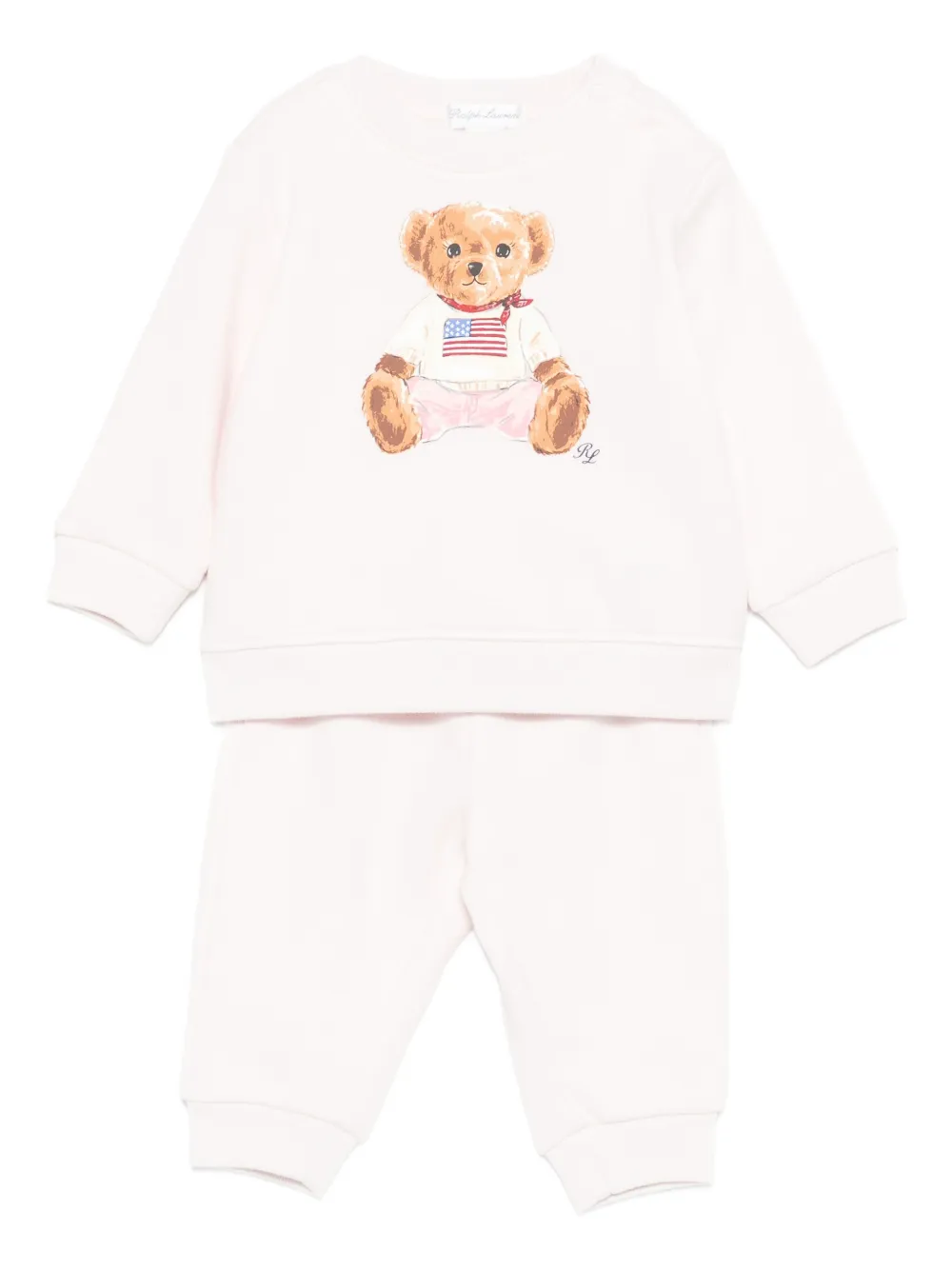 POLO RALPH LAUREN KIDS teddy- print trousers set - Rosa