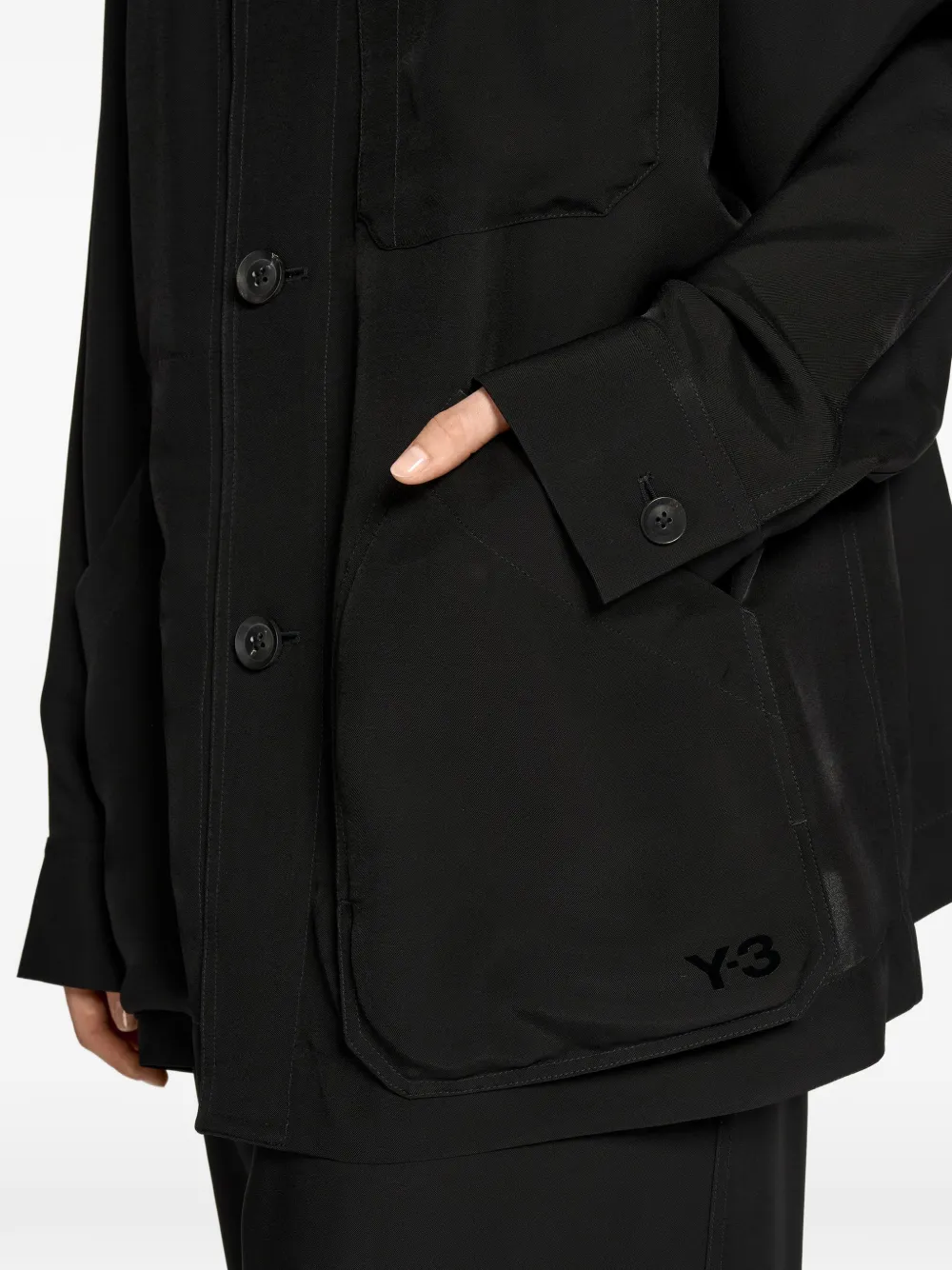 Y-3 Button-up blouze met zak op de voorkant Zwart