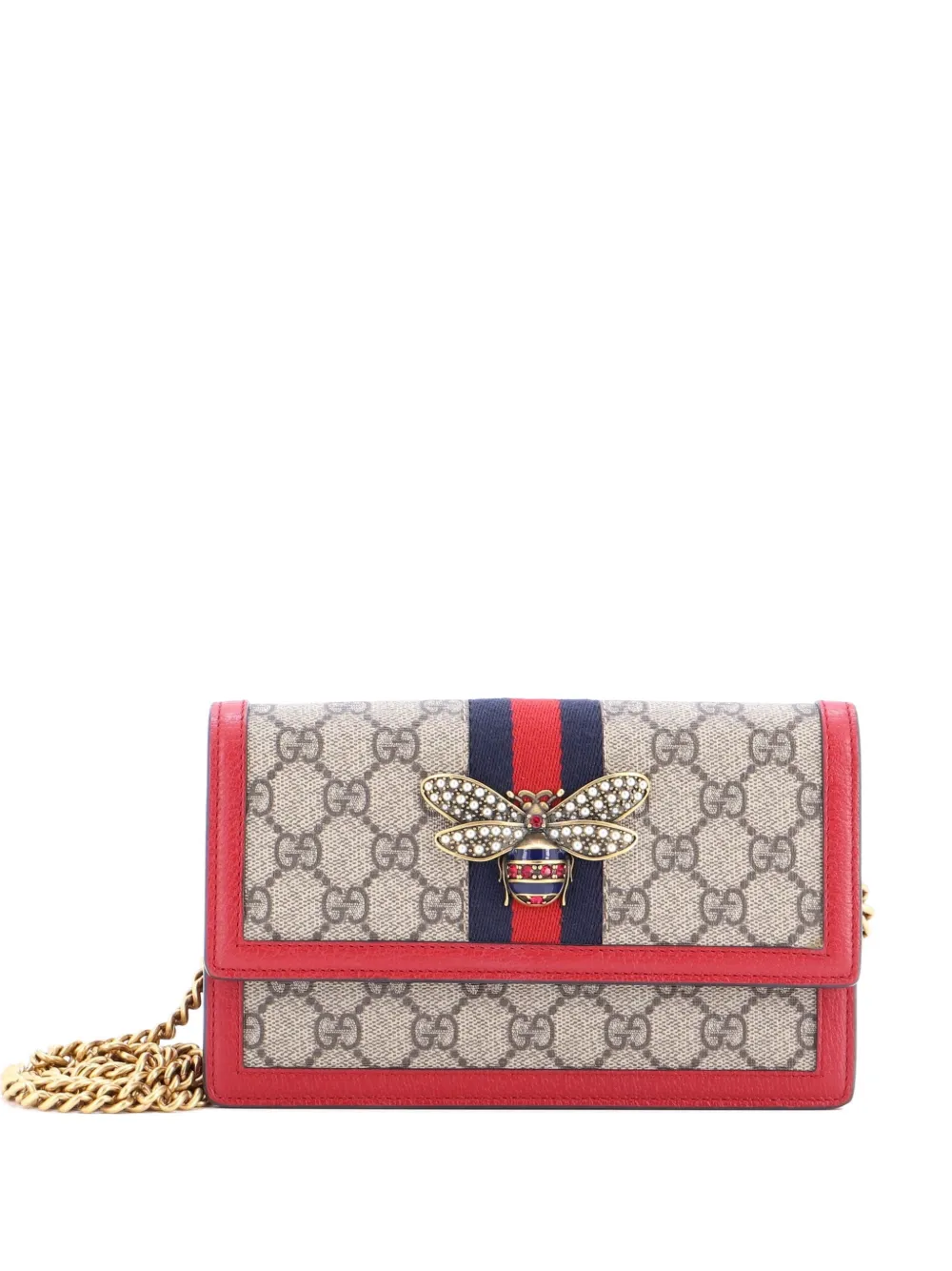 Gucci Pre-Owned Queen Margaret Chain Wallet GG Coated Canvas Mini crossbody bag - Marrone