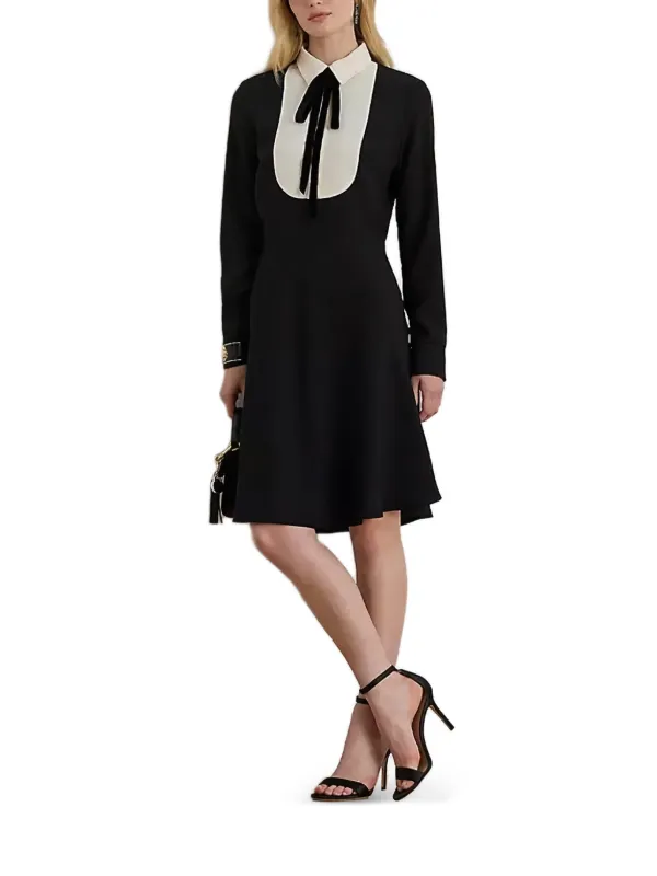 ralph lauren black midi dress Ralph Lauren Georgette Collared Bow Midi Dress