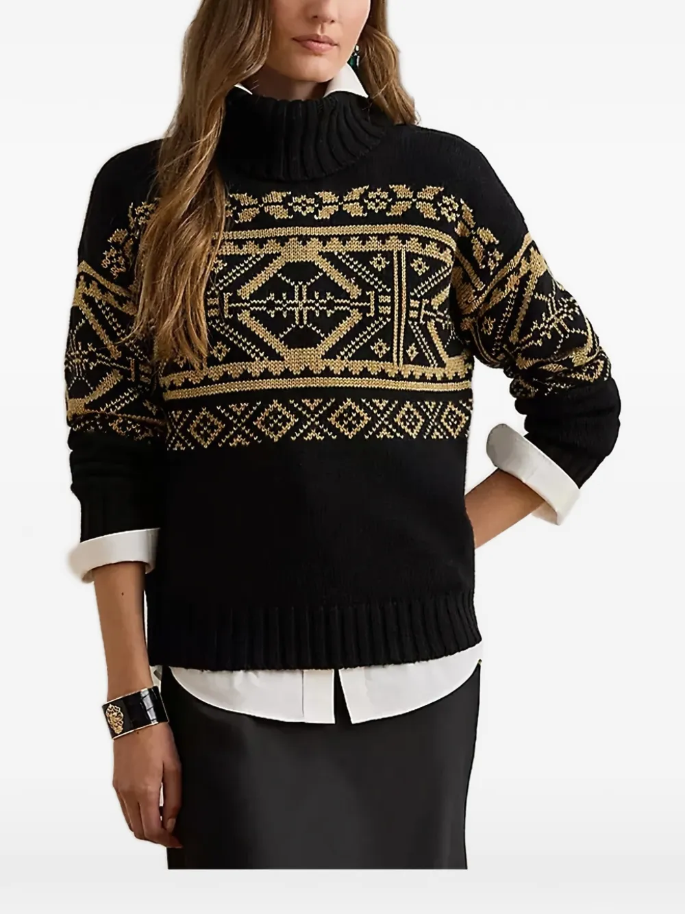 Lauren Ralph Lauren fair isle roll-neck sweater - Nero