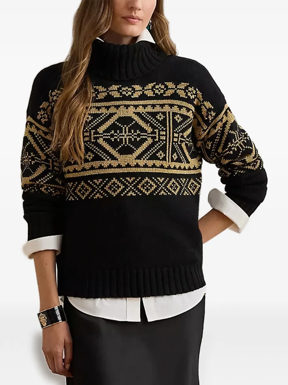 Lauren Ralph Lauren fair isle roll-neck sweater - Schwarz