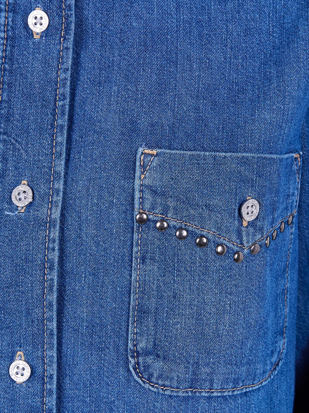  7 For All Mankind Studded-details Chest-pocket Shirt - Blue 