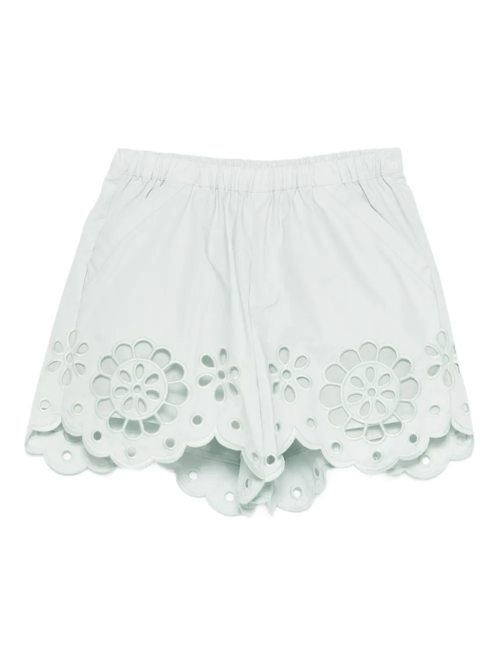 ZIMMERMANN Kids floral-applique scalloped shorts - Blue