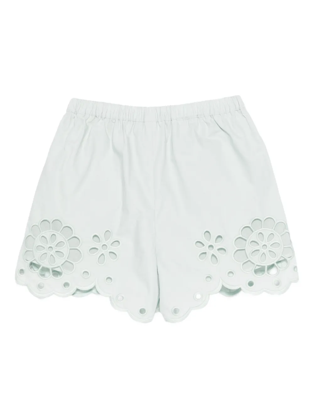 ZIMMERMANN Kids Gewelfde shorts met bloemapplicatie Blauw