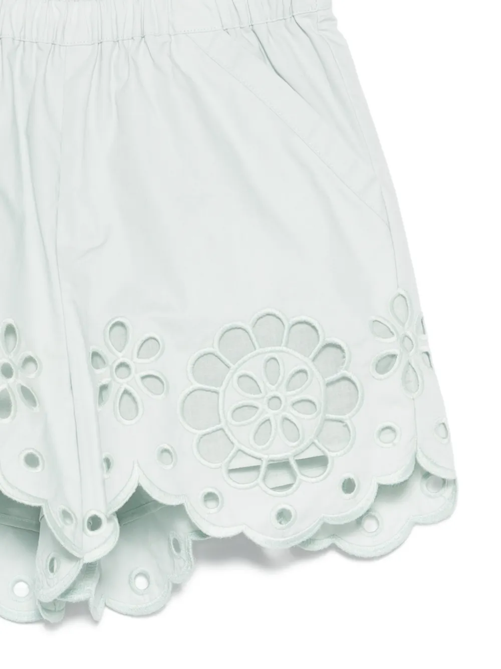 ZIMMERMANN Kids Gewelfde shorts met bloemapplicatie Blauw