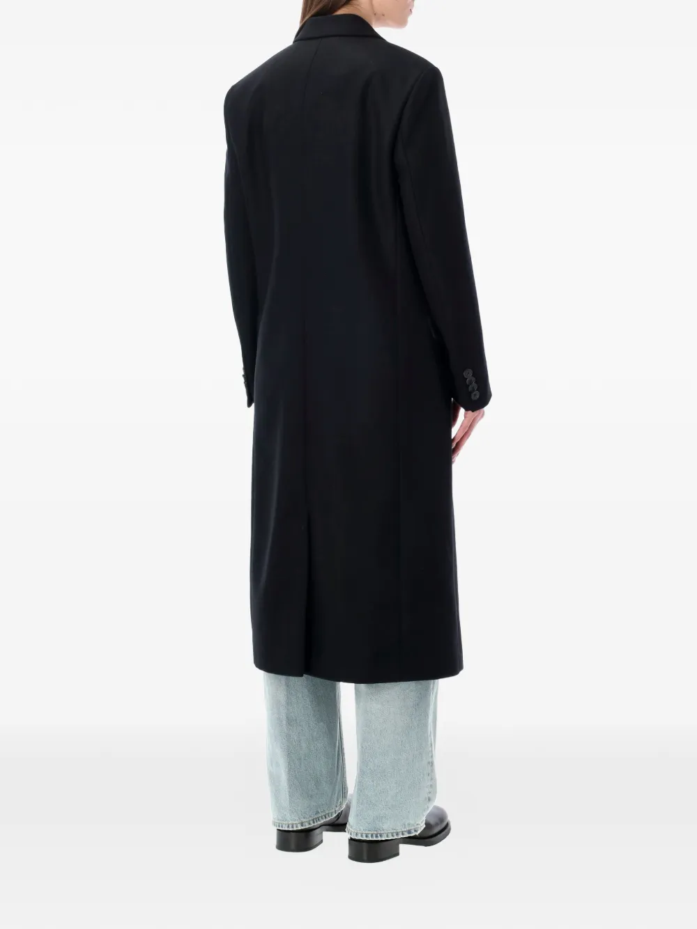 Sporty & Rich Wollen jas met logo Zwart