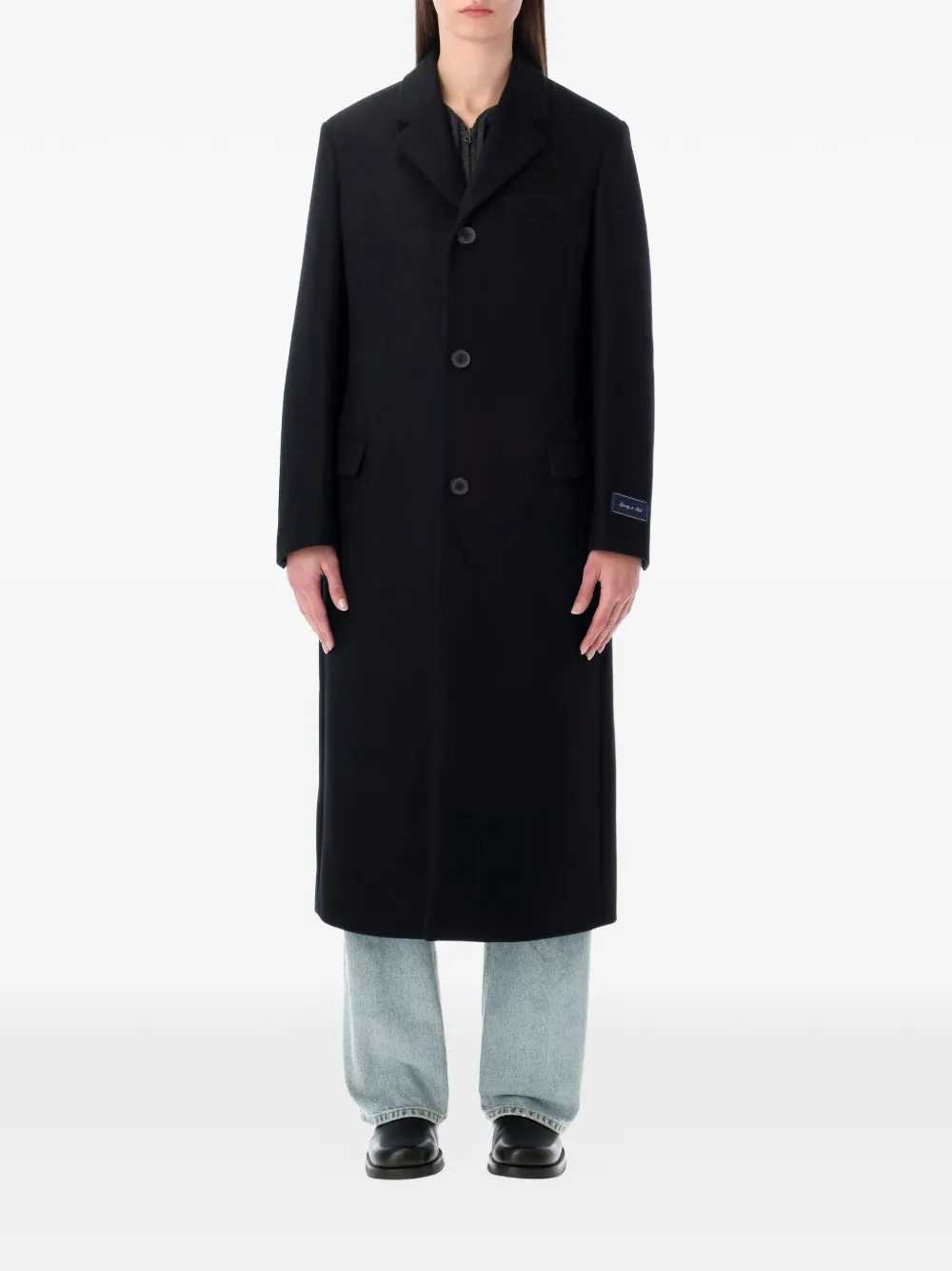 Sporty & Rich signature logo wool coat - Nero