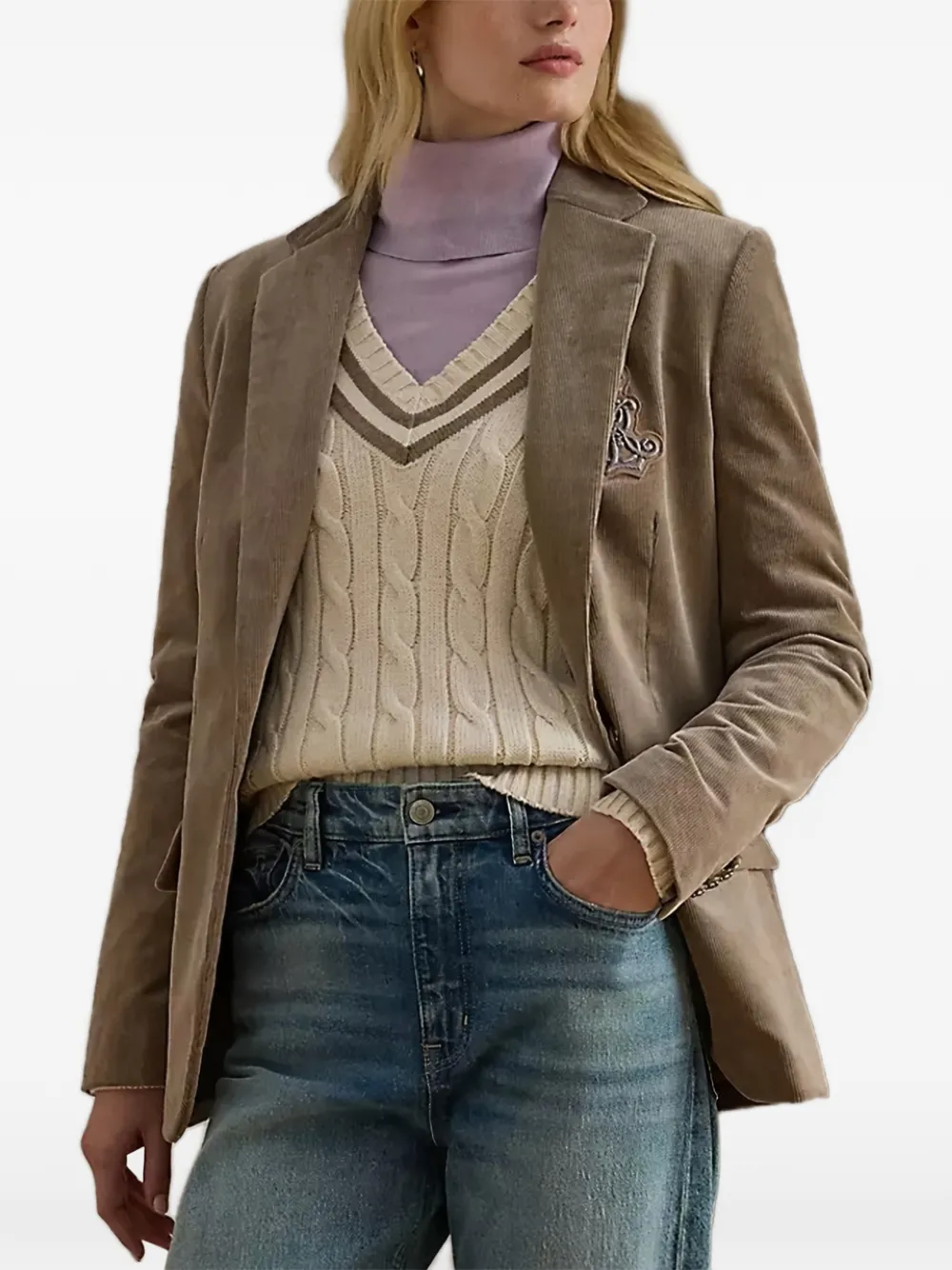 Lauren Ralph Lauren corduroy buttoned jacket - Marrone