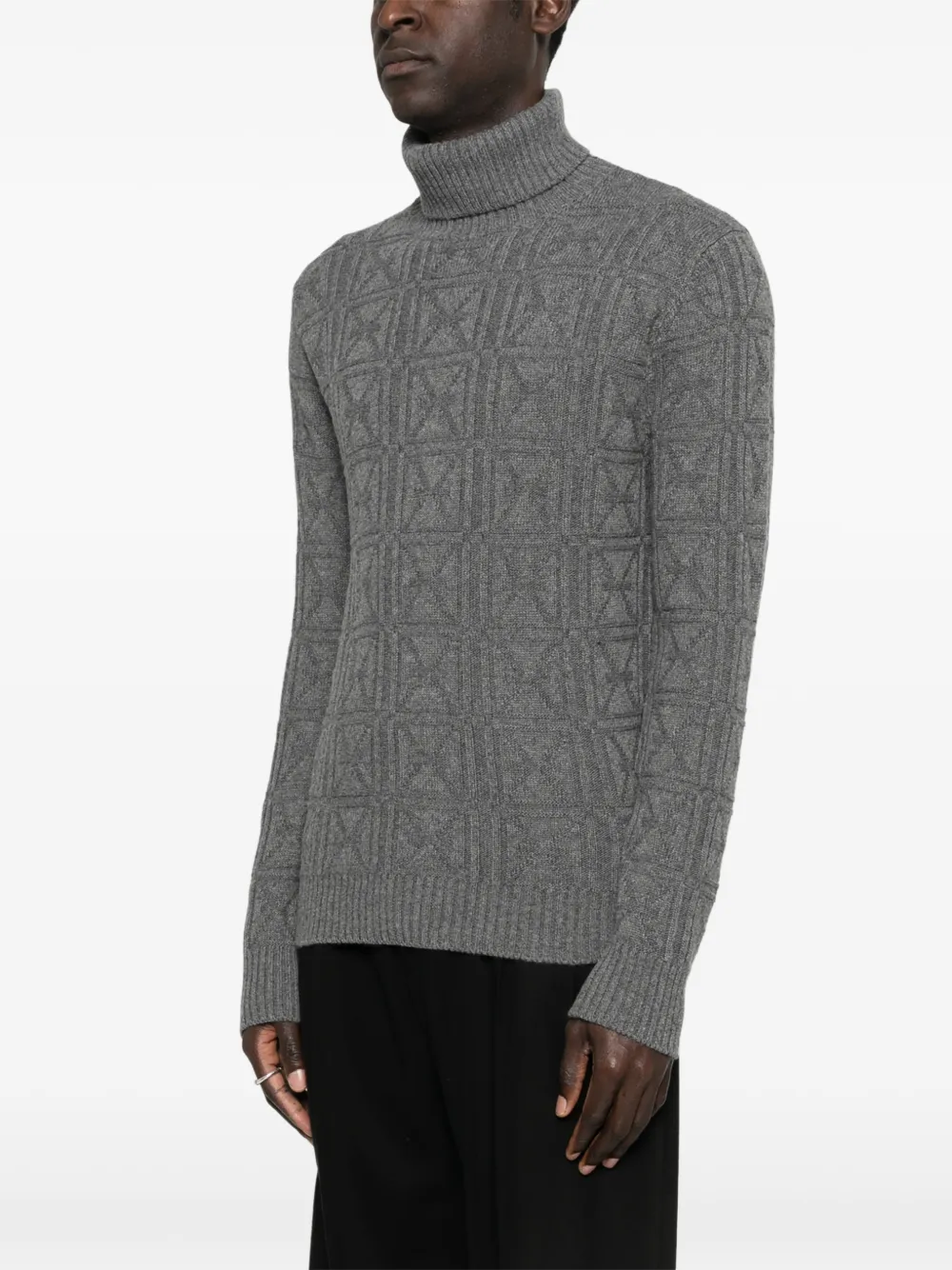  John Richmond Patterned Roll-neck Sweater - Grey 