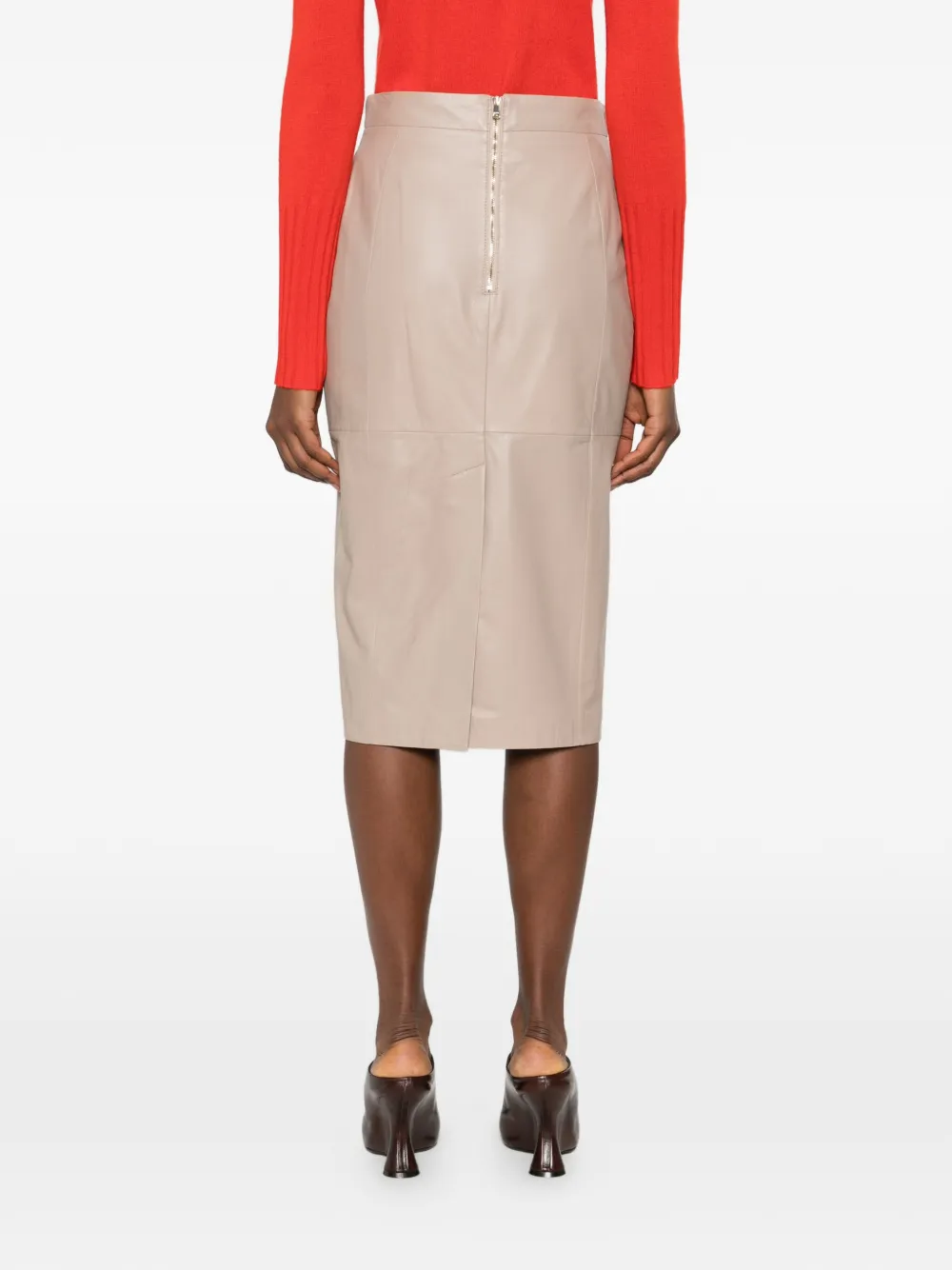 Max Mara Lamsleren rok met vlakken Beige
