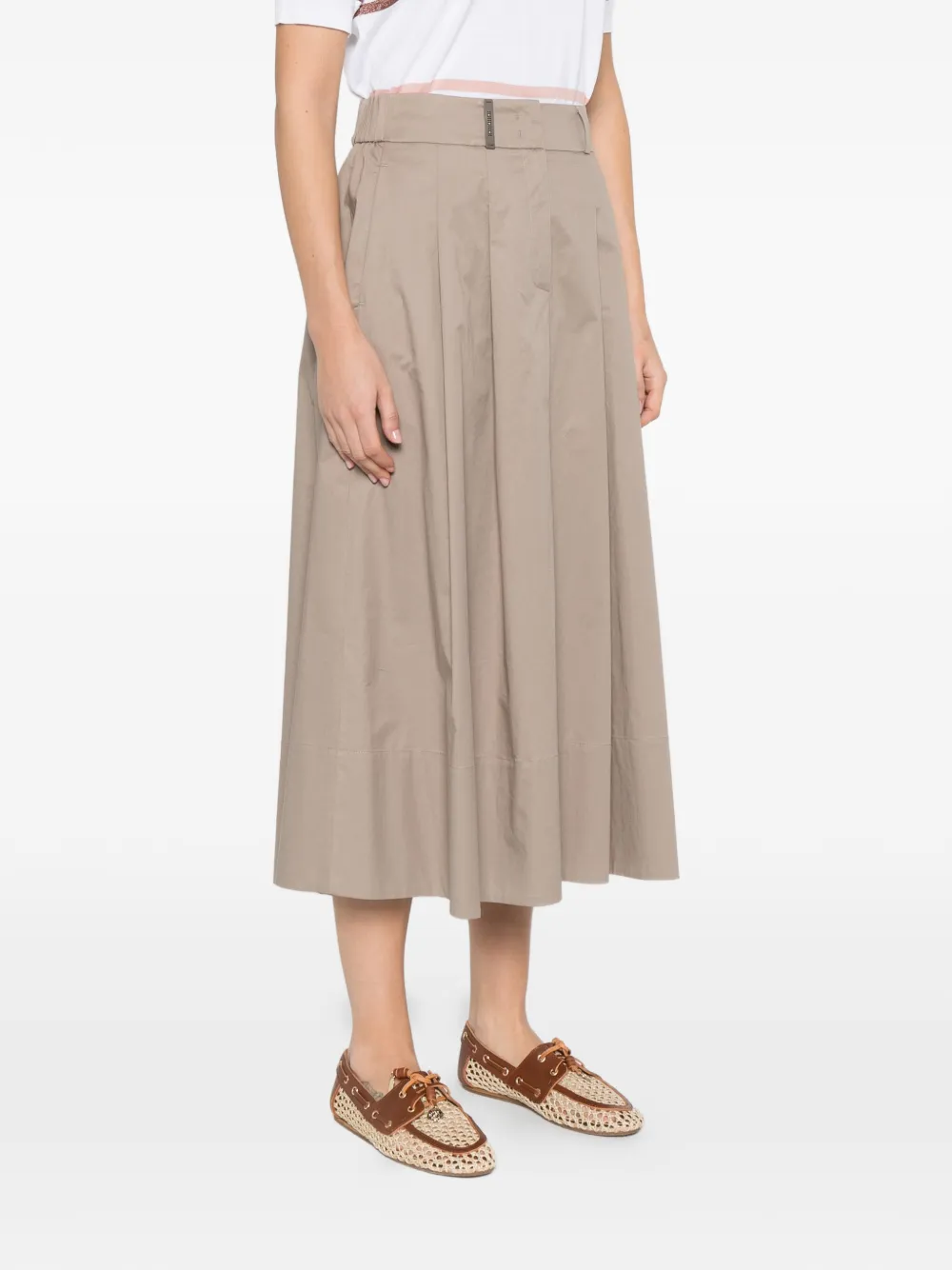  Peserico A-line Pleated Midi Skirt - Brown 