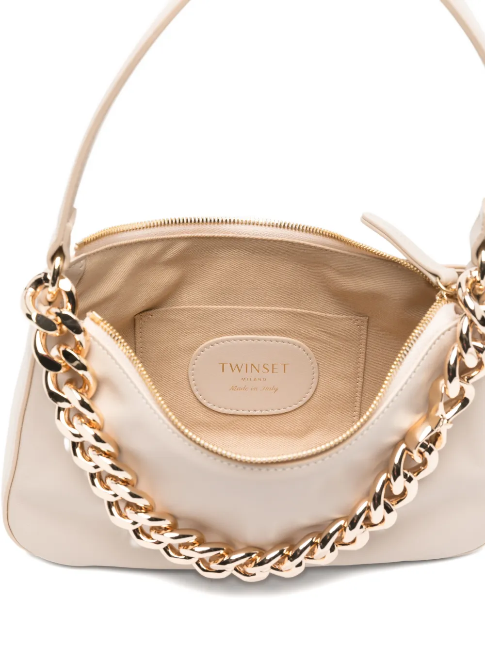 TWINSET Liliane kleine leren tas Beige