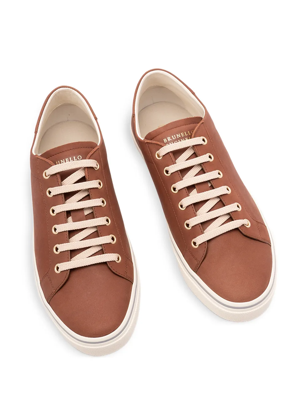 Brunello Cucinelli Leren sneakers met veters Bruin