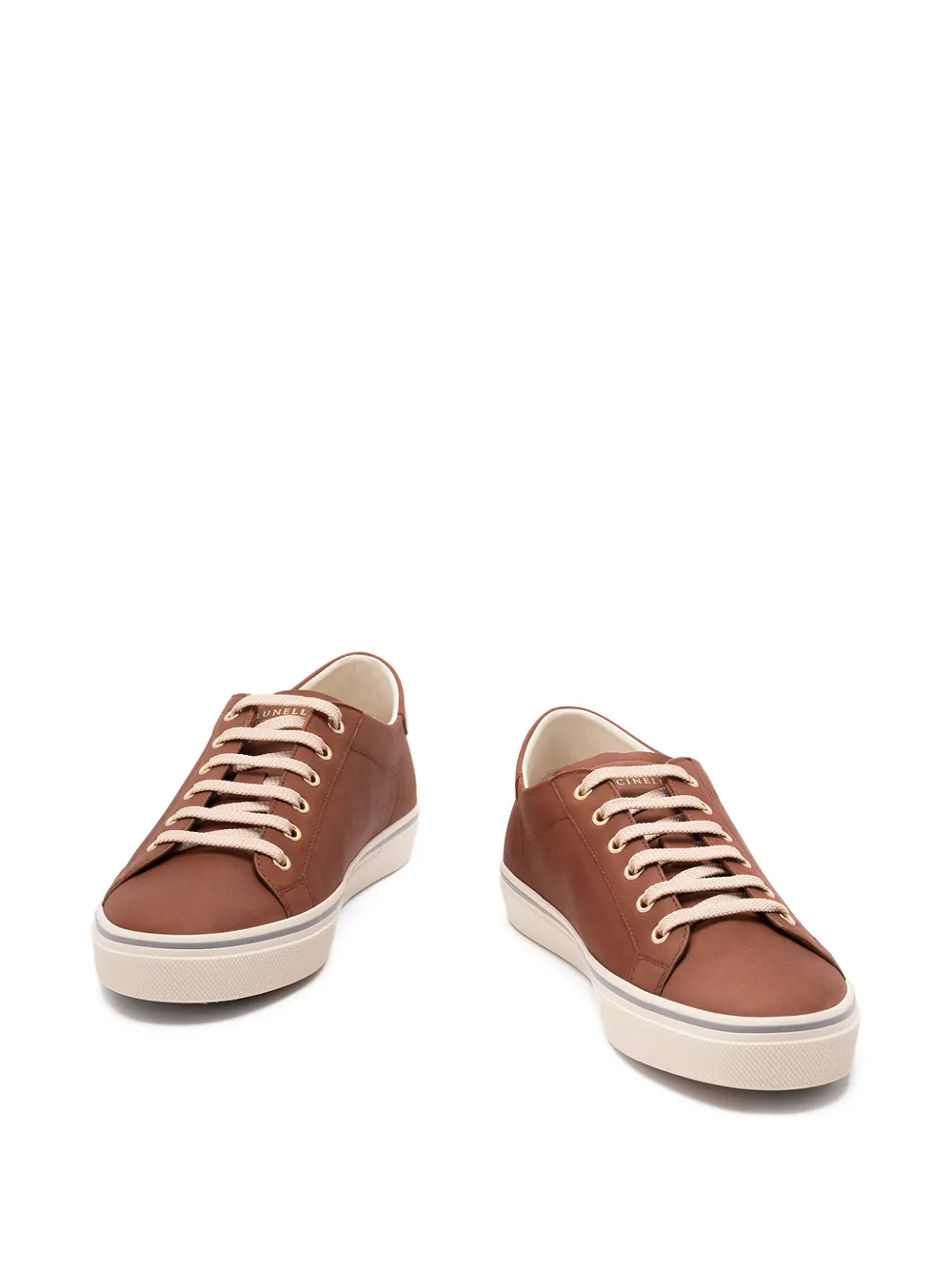 Brunello Cucinelli Leren sneakers met veters Bruin