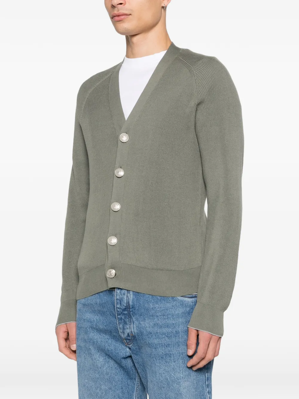  Brunello Cucinelli Ribbed Button Cardigan - Green 