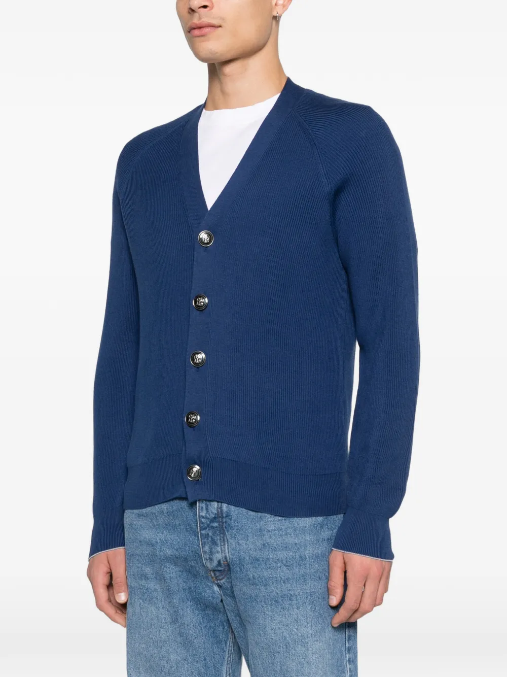  Brunello Cucinelli Buttoned V-neck Sweater - Blue 
