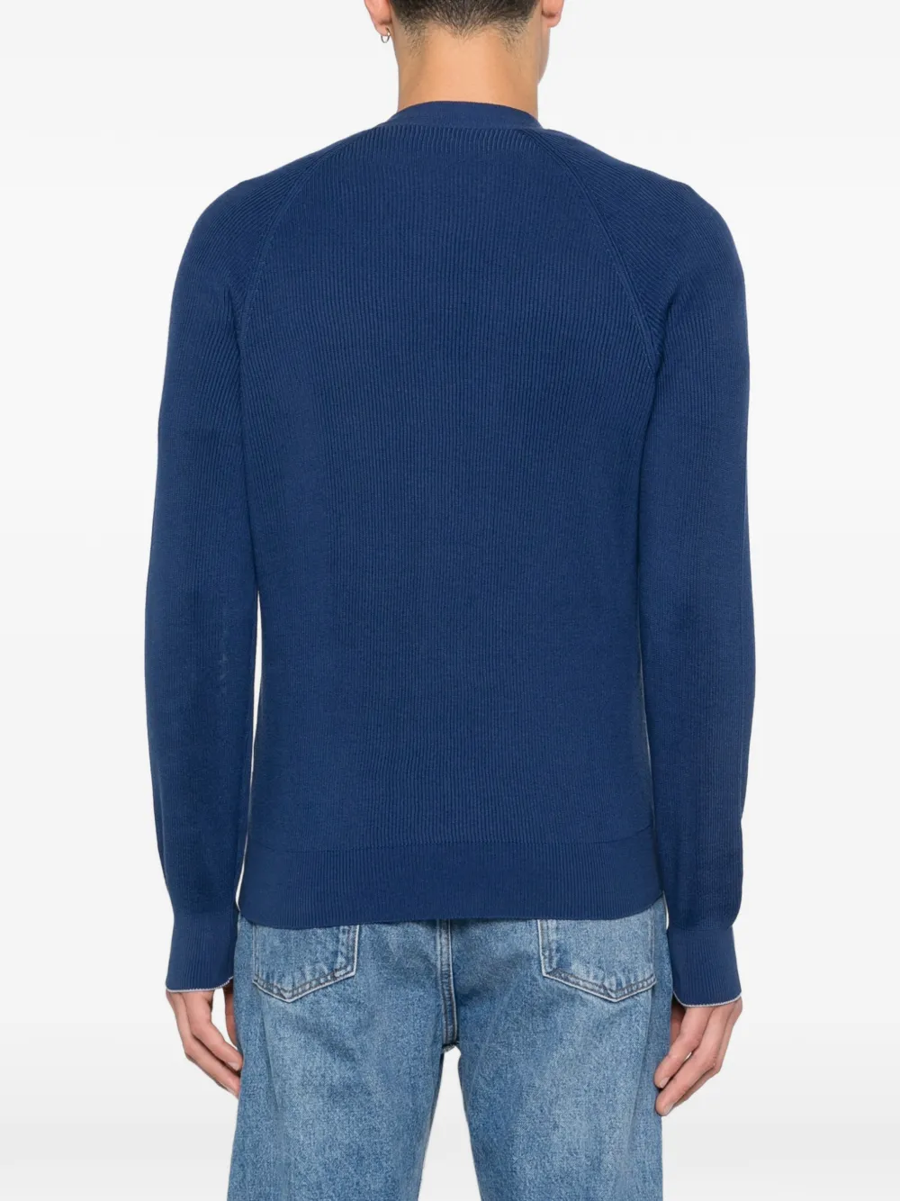 Brunello Cucinelli Trui met knopen en V-hals Blauw