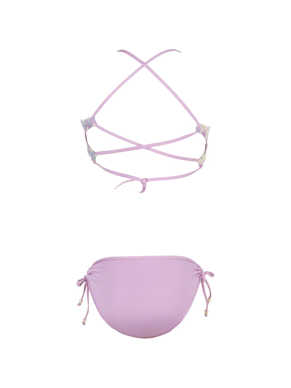  Nessi Byrd Kids Bikini Zig-zag Tie Bikini - Purple 