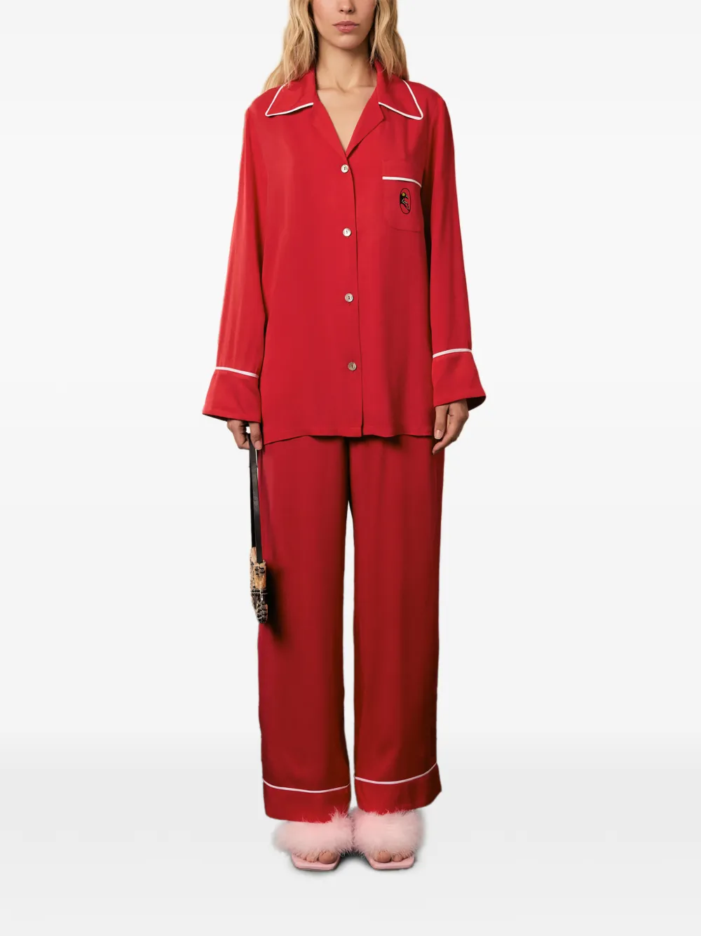 Sleeper Finnegan piping pajama trousers - Rosso