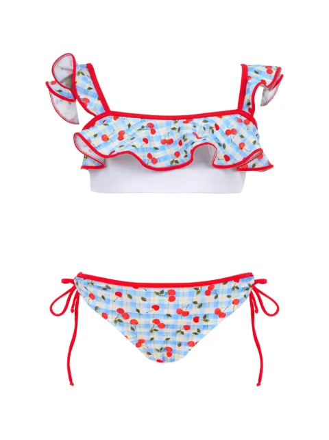 Nessi Byrd Kids Zola ruffled cherry-print bikini