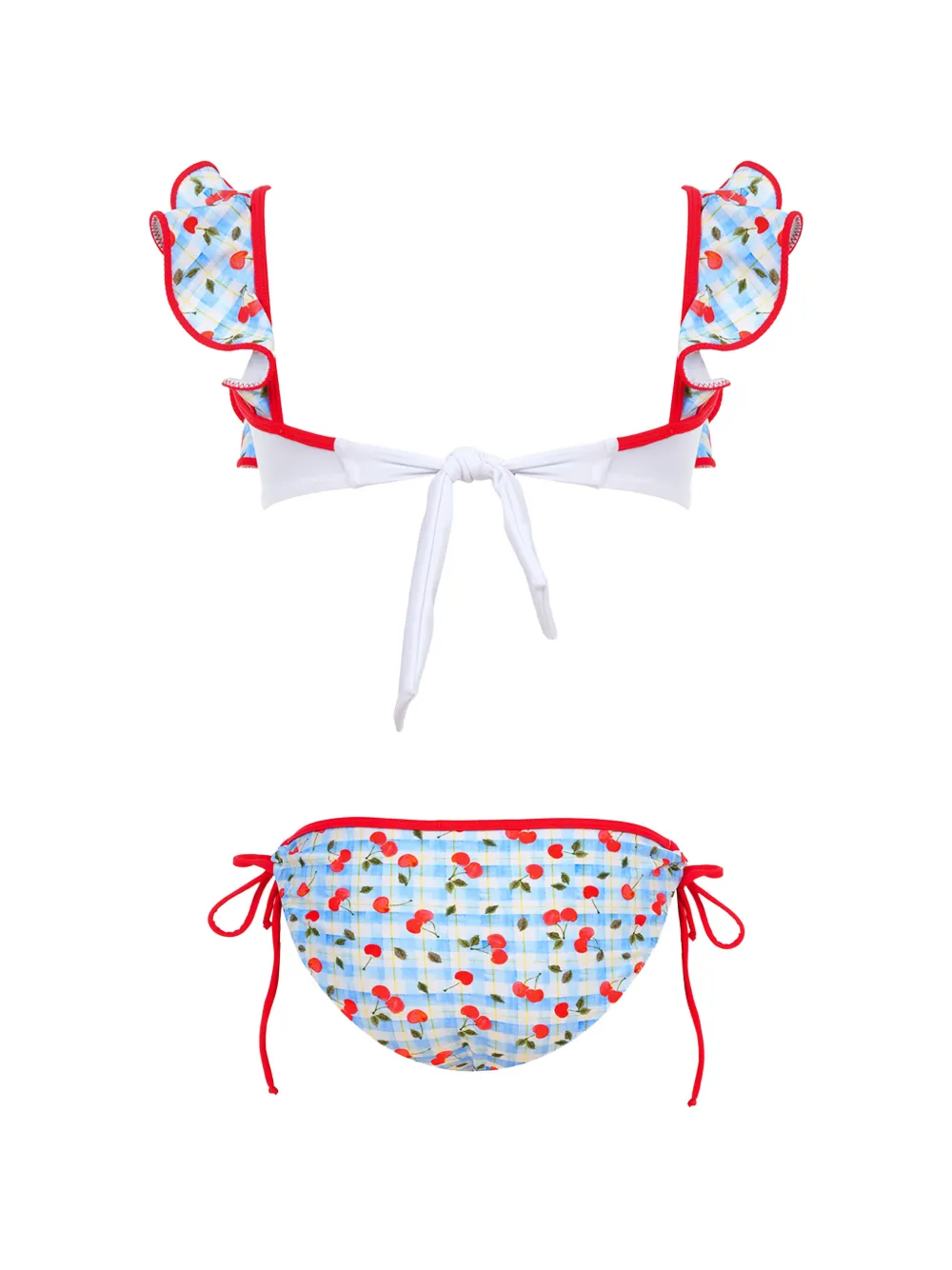  Nessi Byrd Kids Zola Ruffled Cherry-print Bikini - Blue 