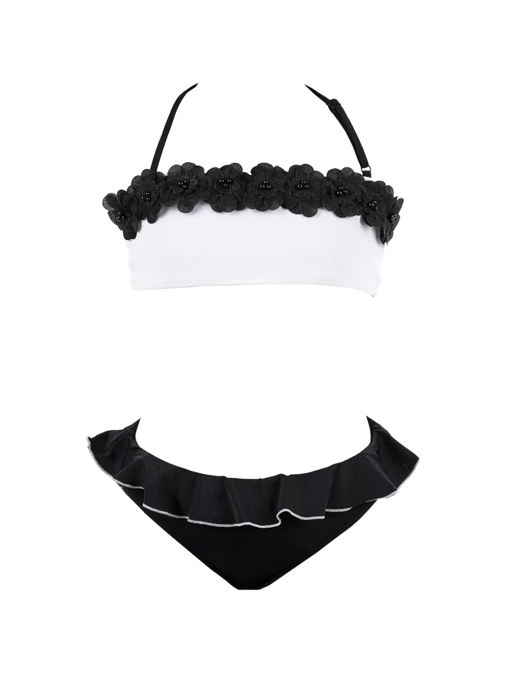 Nessi Byrd Kids floral-embellishment bikini set - Nero