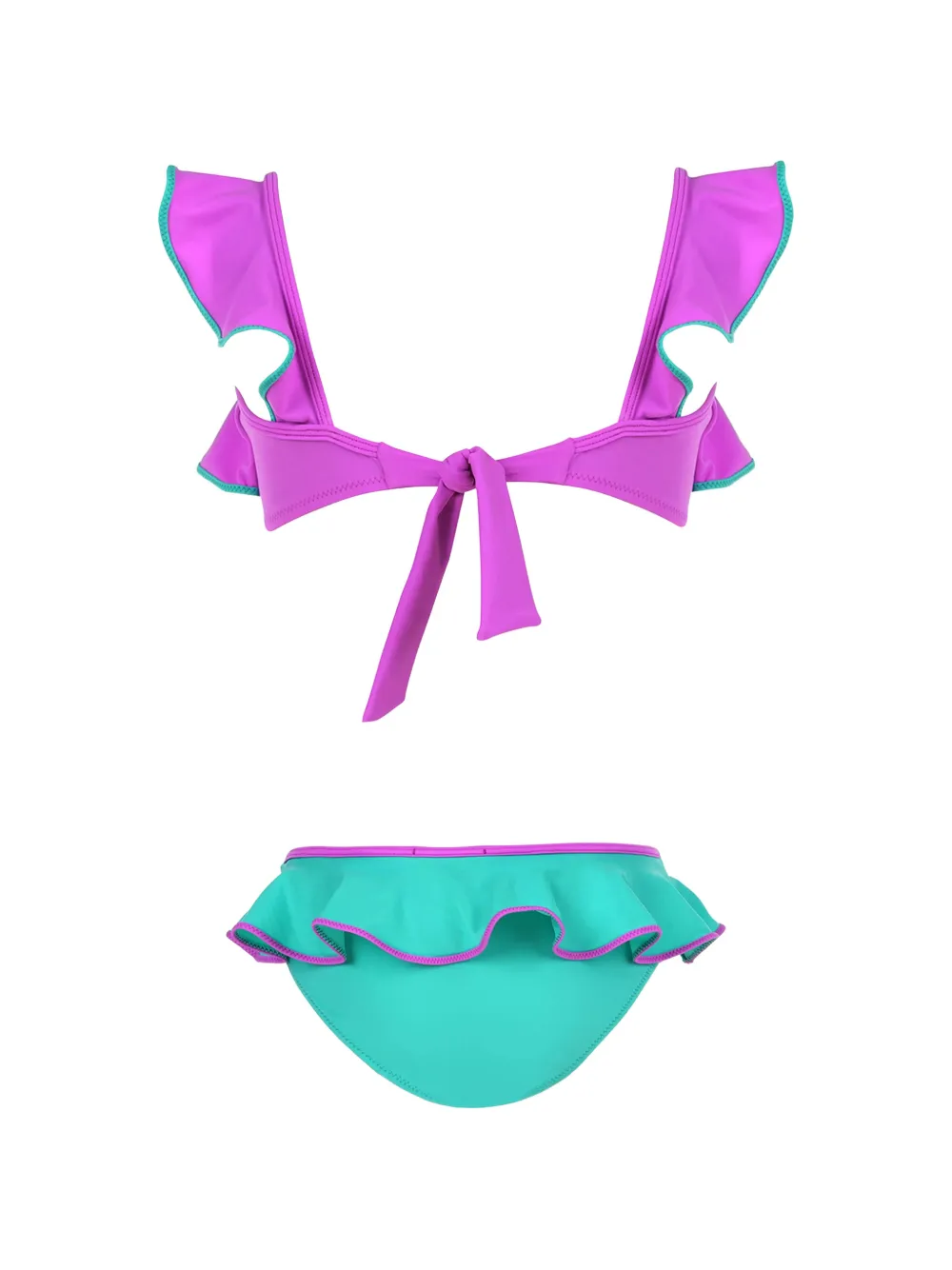  Nessi Byrd Kids Ruffled Bikini Set - Purple 
