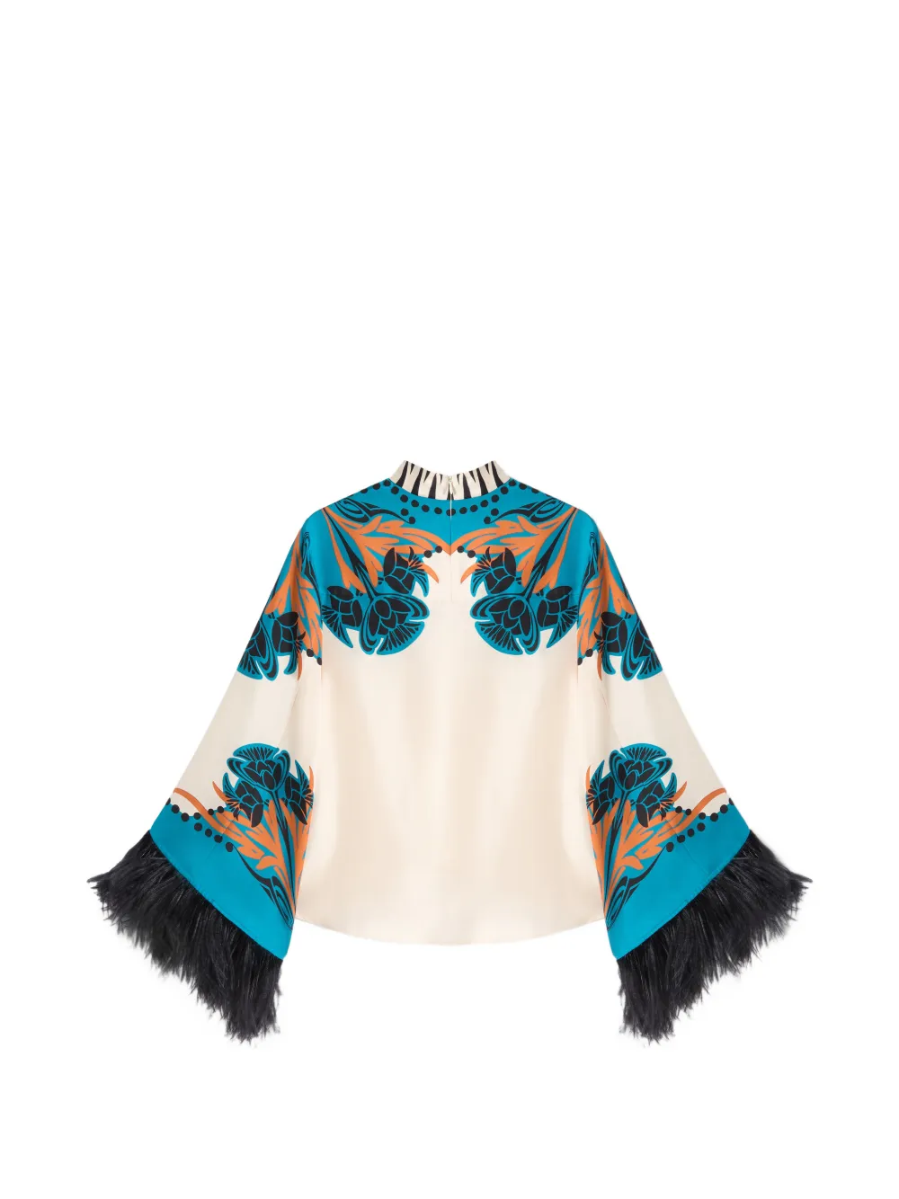 La DoubleJ Zijden blouse met veren Beige