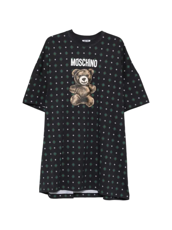 moschino short dress Moschino Bear-print Mini Dress