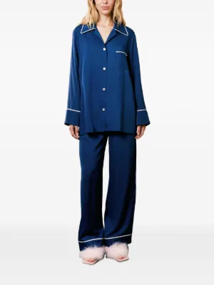 Pantaloni Sleeper Boudoir A Gamba Larga Con Piume – Nero – Taglia S – Donna