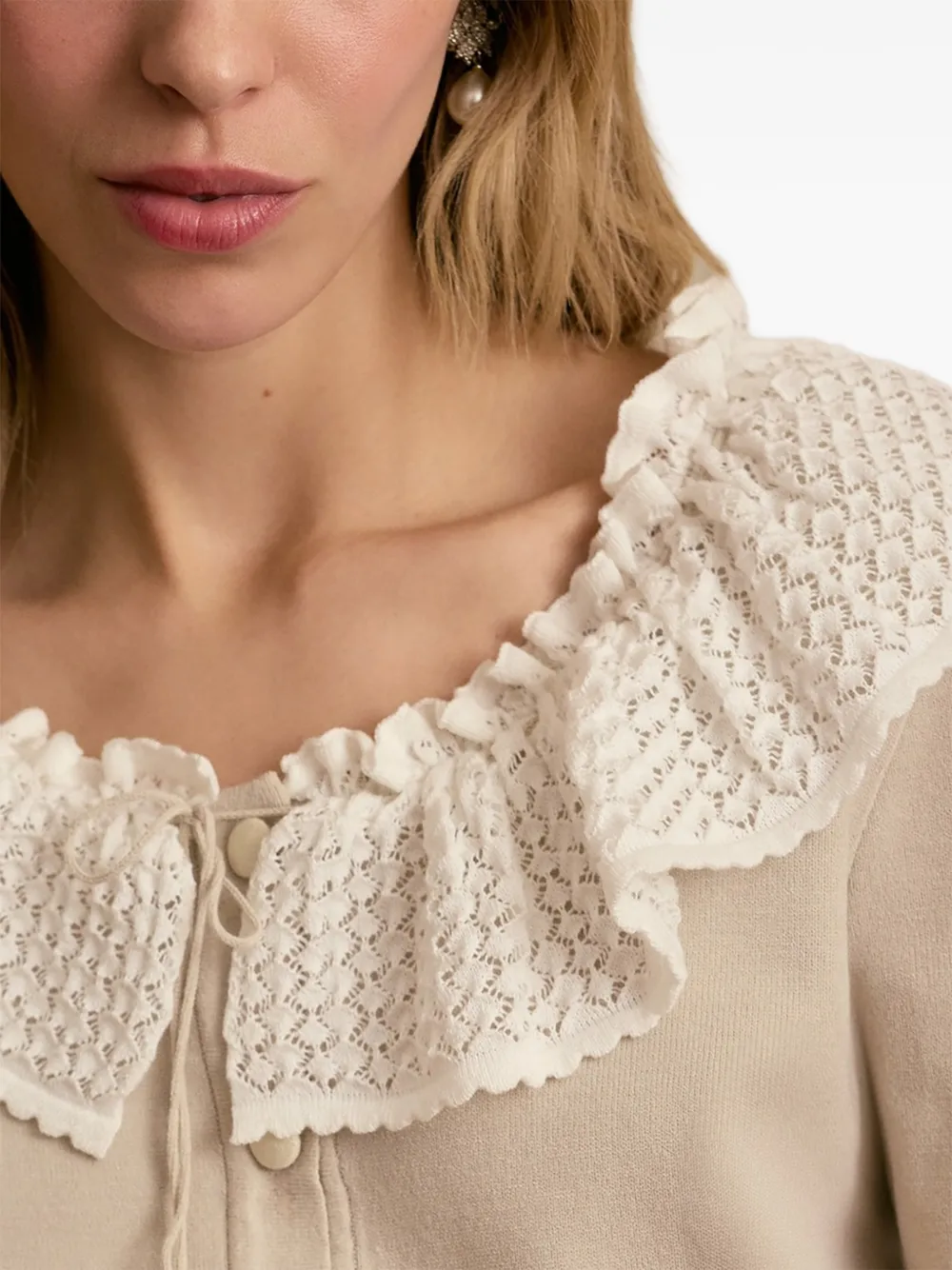  Sleeper Malena Lace-collar Cardigan - Neutrals 