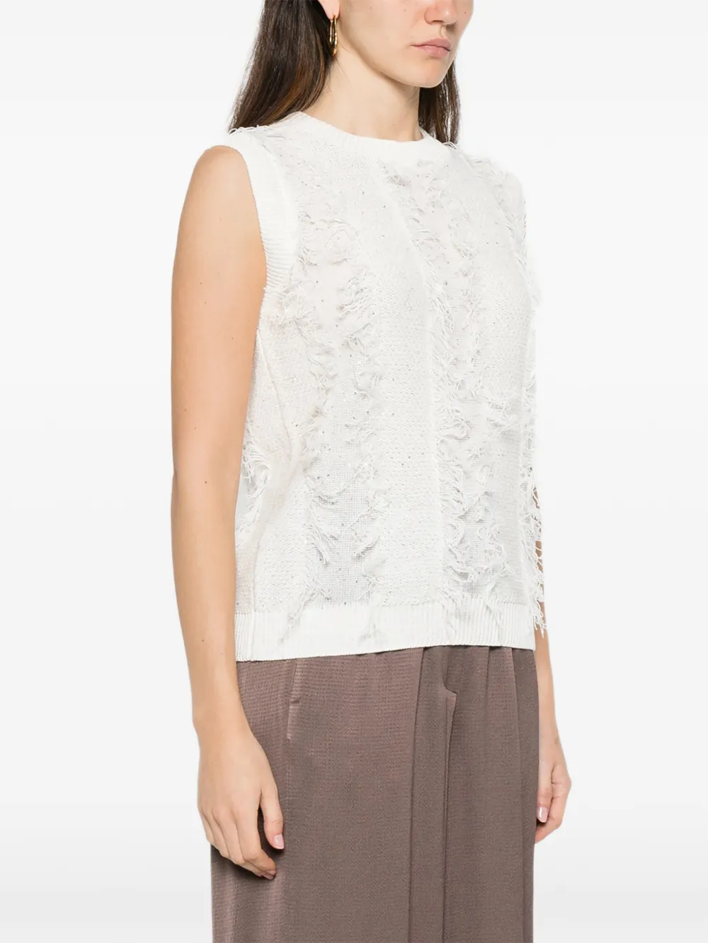  Peserico Knitted Sequin-embellished Vest - White 