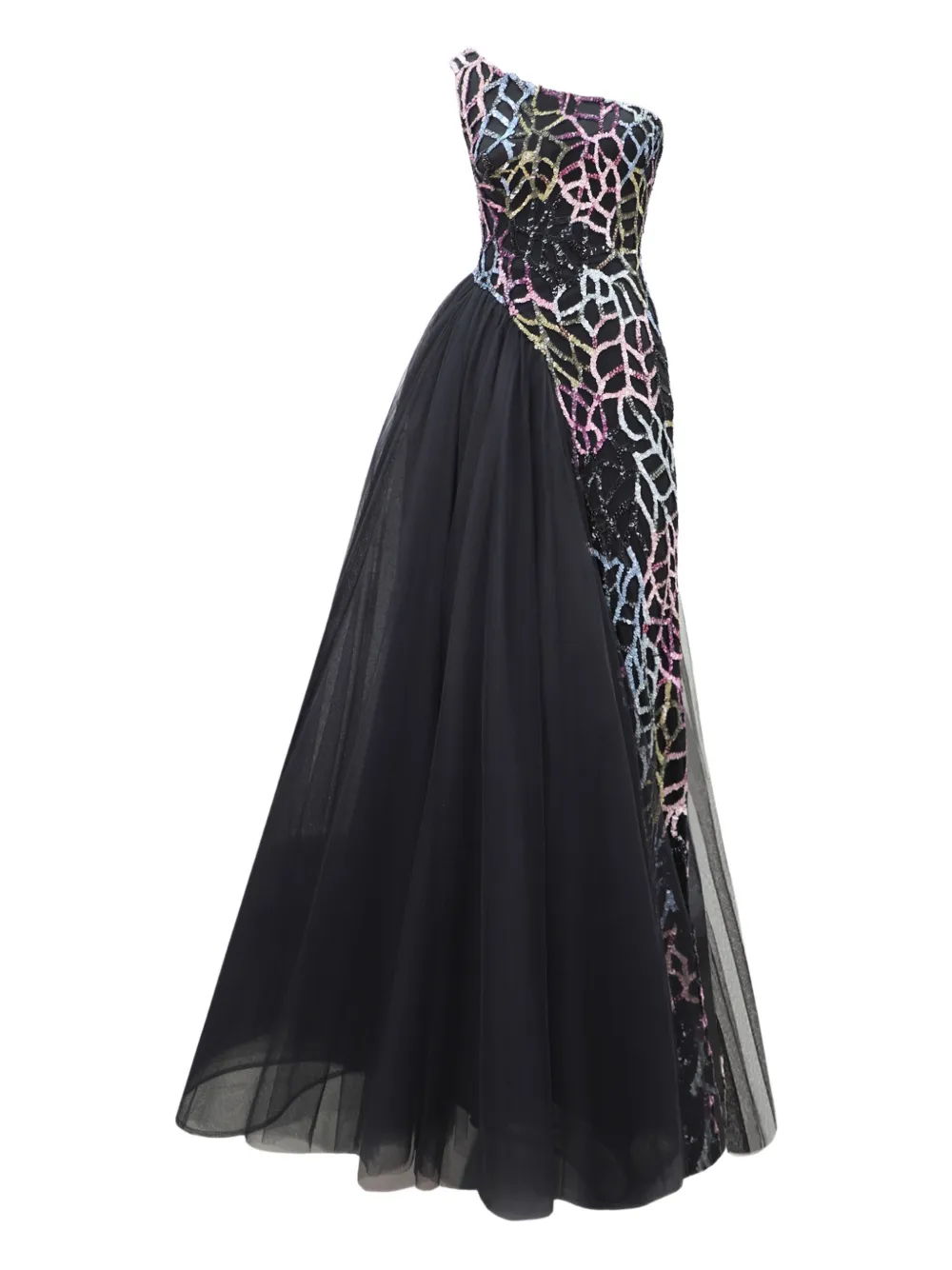 Gemy Maalouf beaded asymmetrical gown - Nero