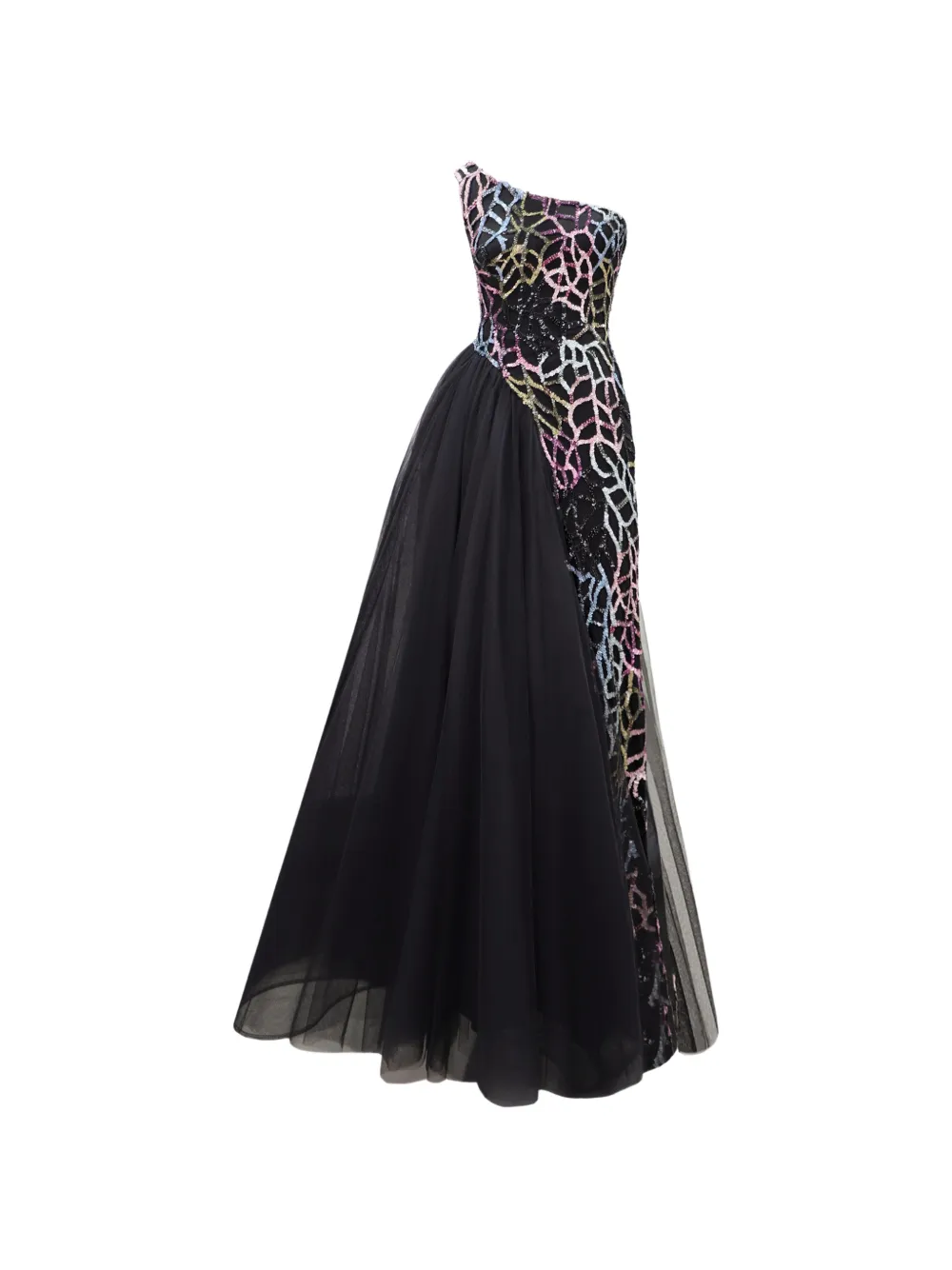 Gemy Maalouf beaded asymmetrical gown - Nero