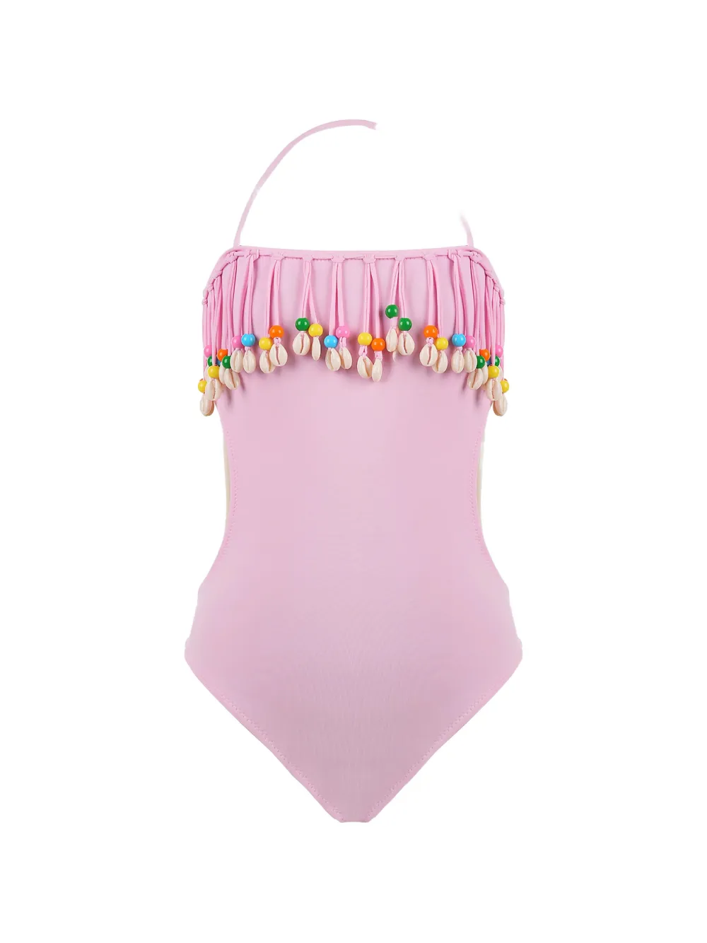 Nessi Byrd Kids' Gabriella Beaded Fringed Swimsuit In Pink