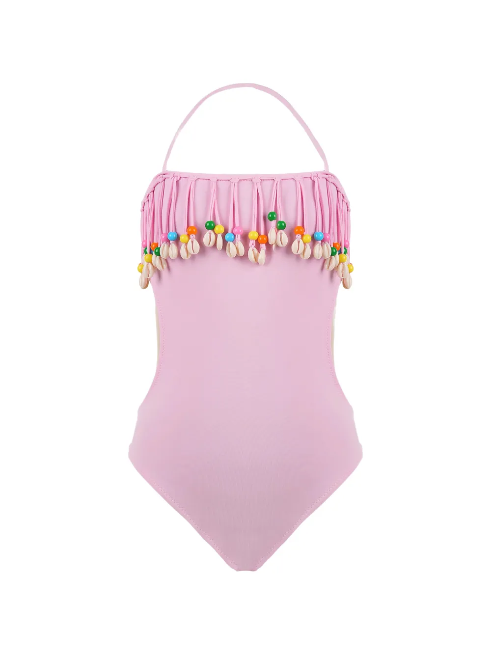 Nessi Byrd Kids Gabriella beaded fringed swimsuit - Rosa