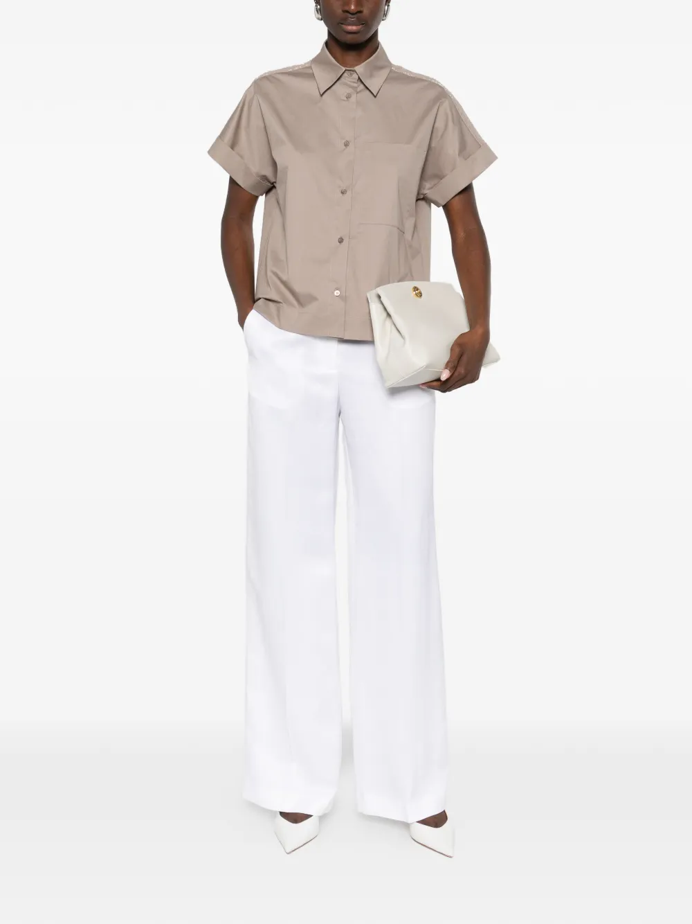 Peserico pocket embellished shirt - Beige